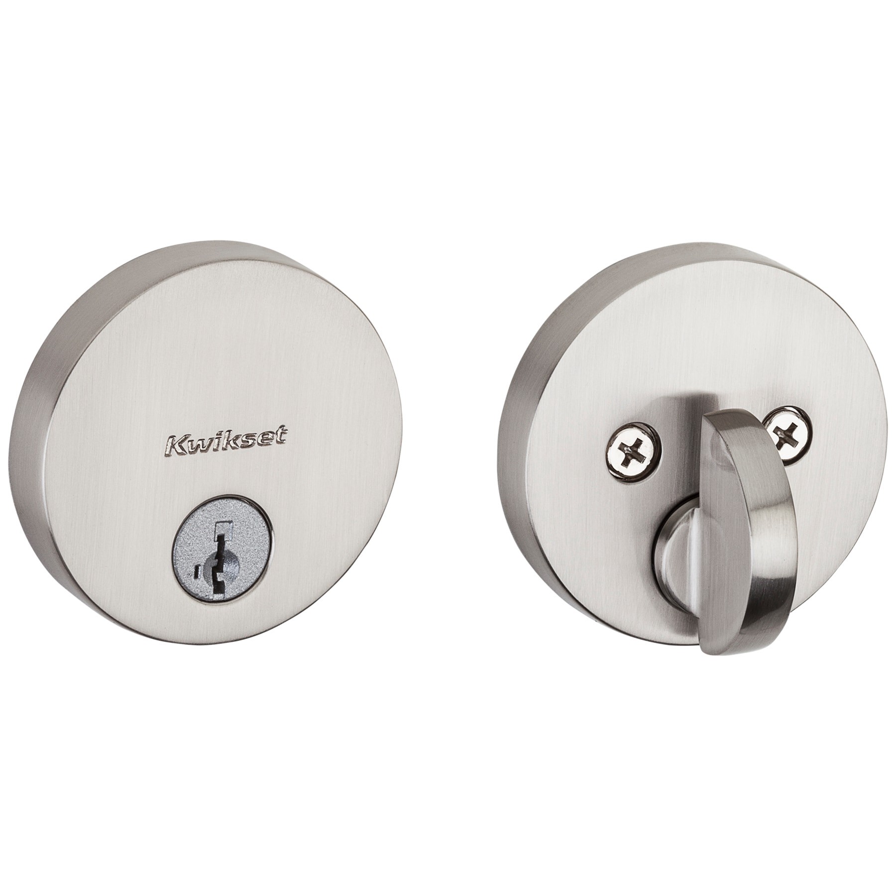 slide 1 of 6, Kwikset Security 258 Uptown Satin nickel Single Cylinder Deadbolt ft. SmartKey Security, 1 ct