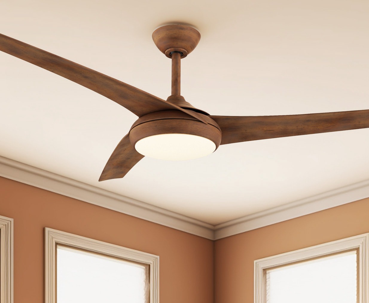 slide 1 of 6, Minka Ceiling Fan Co. Aeroflo 52-in Distressed Koa with Distressed Koa Blades Integrated LED Ceiling Fan With Light and Remote Included 3 -Blade, 1 ct