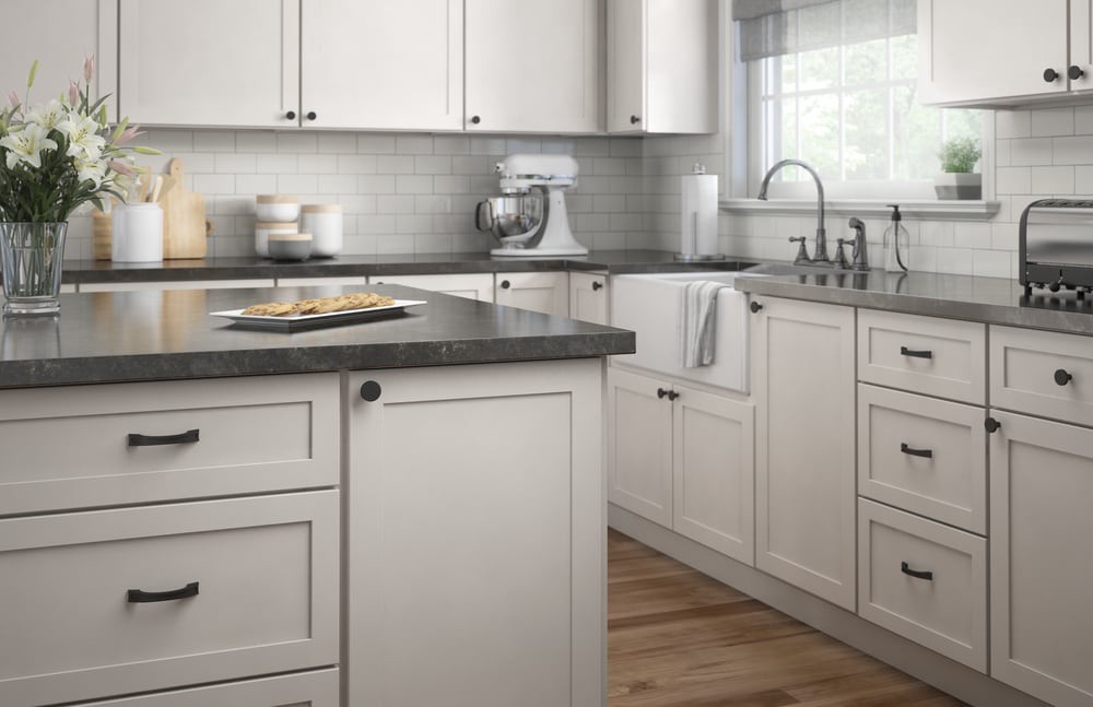 slide 5 of 6, allen + roth Lucian 1-1/4-in Matte Black Round Traditional Cabinet Knob, 1 ct