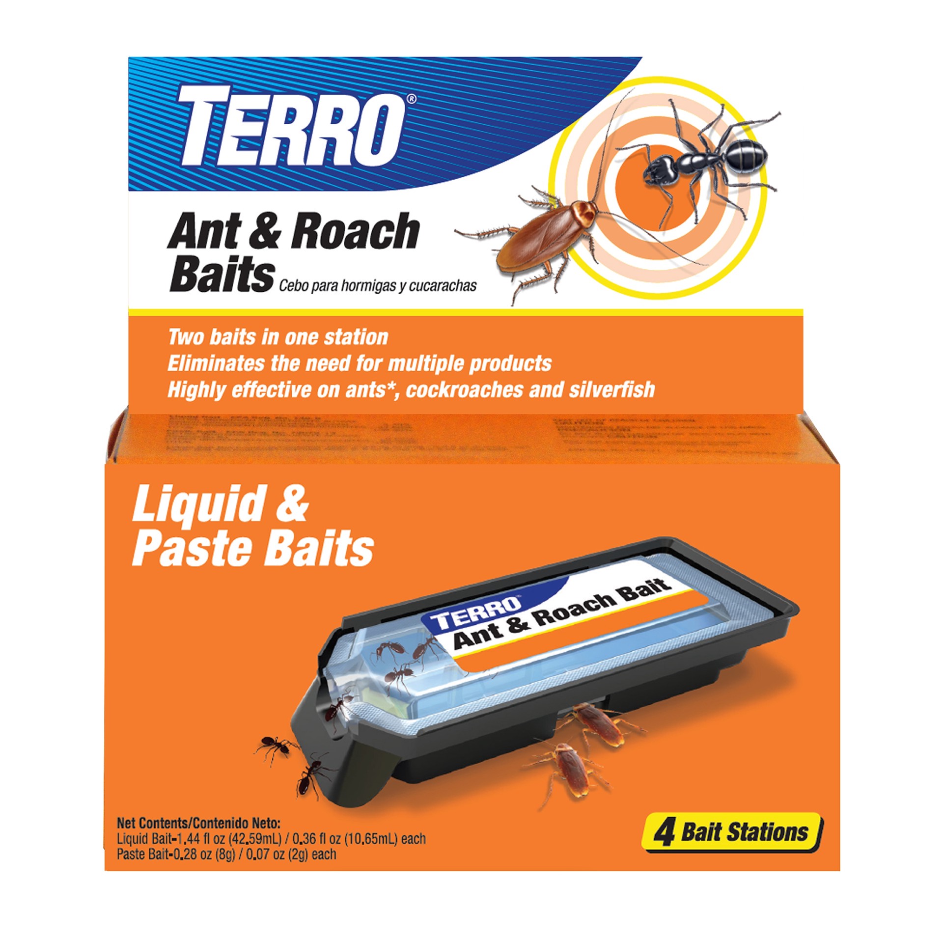 slide 1 of 6, TERRO Ant and Roach 1.72 -fl oz Roach bait station 4 -Pack, 1 ct