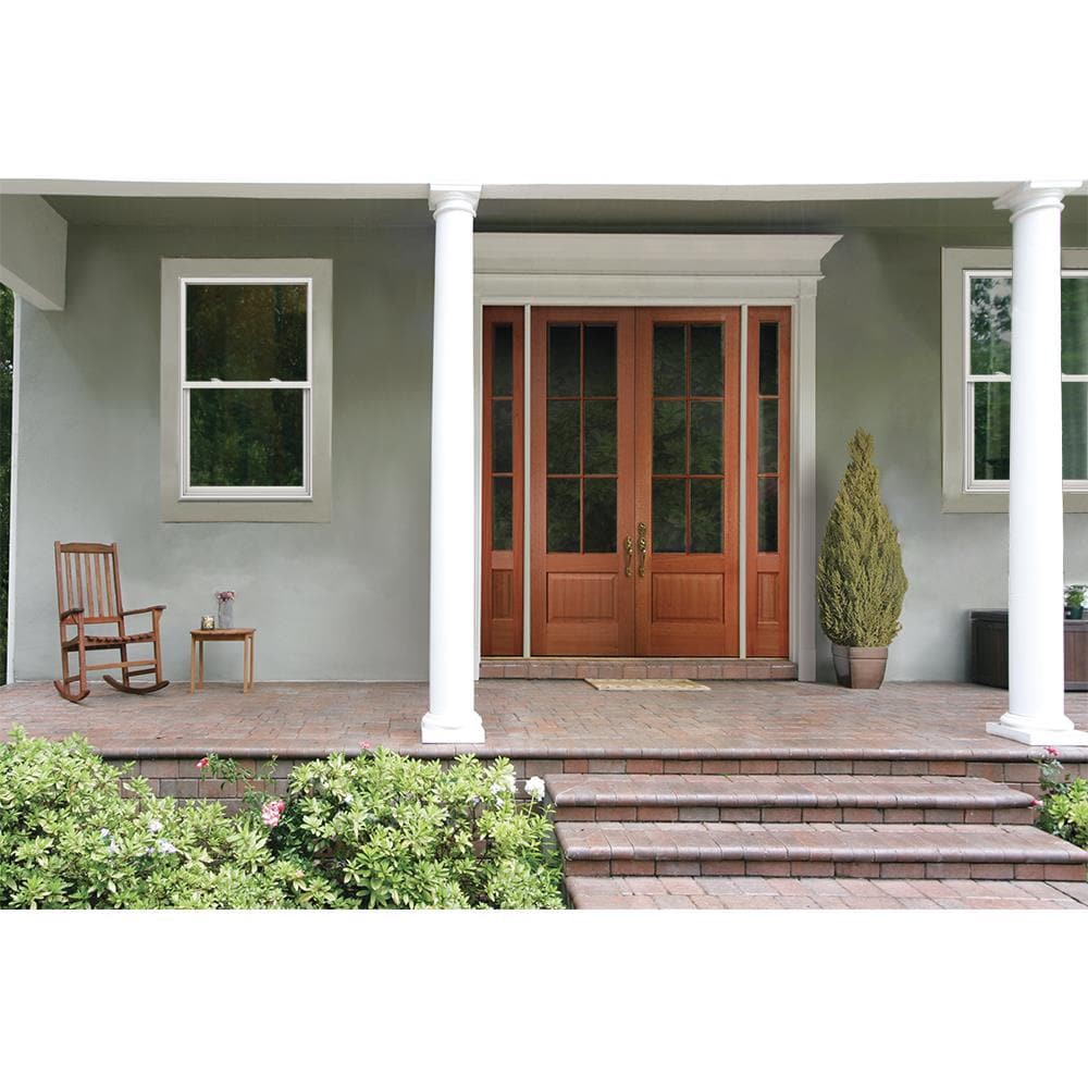 slide 3 of 6, JELD-WEN V-2500 35-1/2-in x 59-1/2-in White Exterior Vinyl New Construction Single Hung Window Low-E Double Pane Glass (Half Screen Included), 1 ct