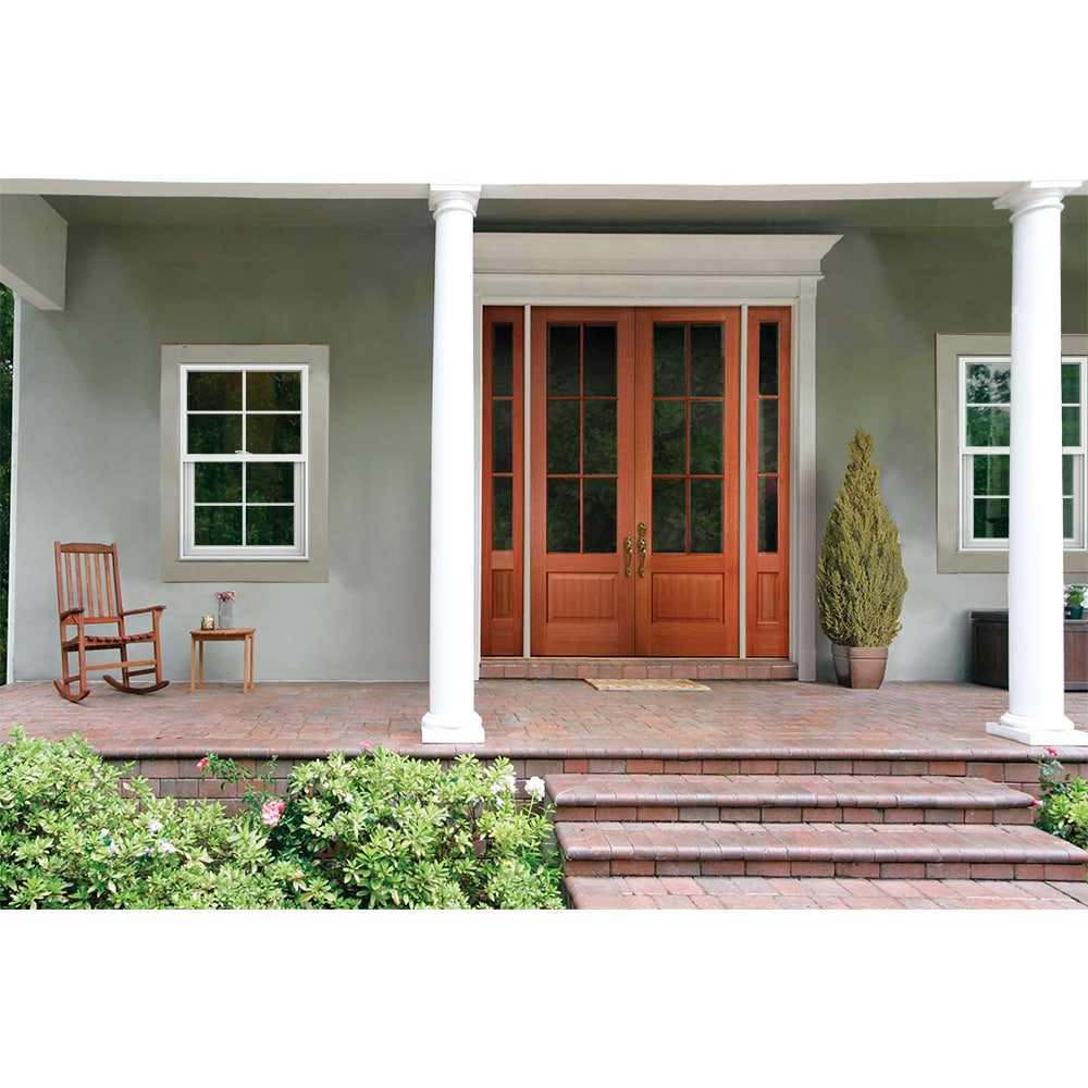 slide 2 of 6, JELD-WEN V-2500 23-1/2-in x 35-1/2-in White Exterior Vinyl New Construction Single Hung Window Low-E Double Pane Glass with Grids, (Half Screen Included), 1 ct