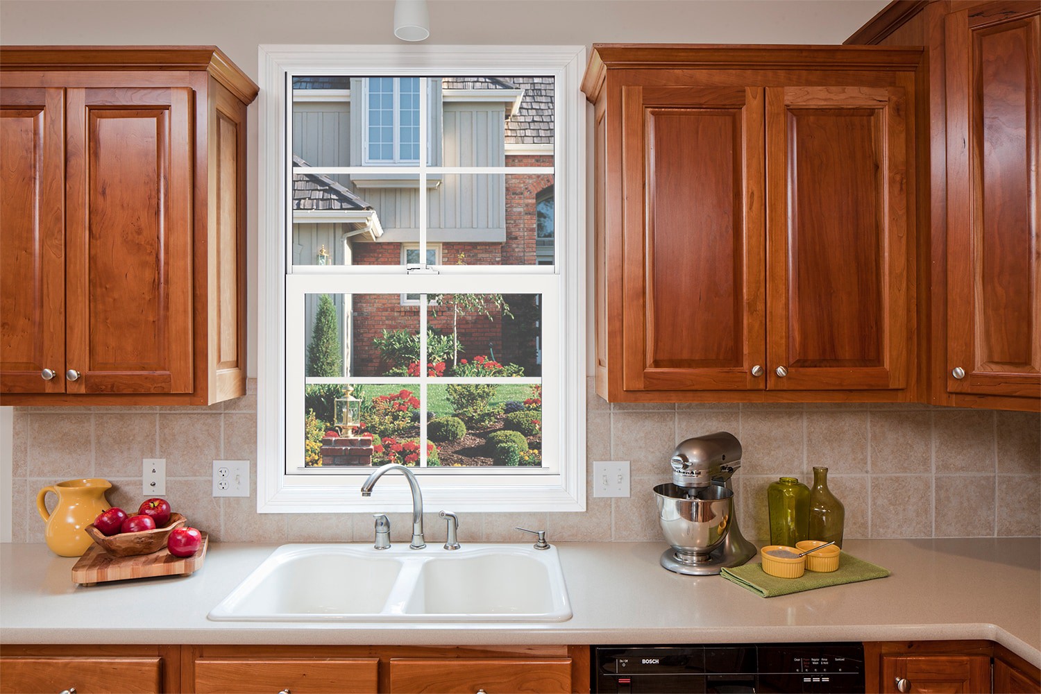 slide 4 of 6, JELD-WEN Premium Atlantic Vinyl 23-1/2-in x 35-1/2-in White Exterior Vinyl New Construction Single Hung Window Impact Resistant Low-E Double Pane Glass with Grids, (Half Screen Included) Hurricane Approved, 1 ct