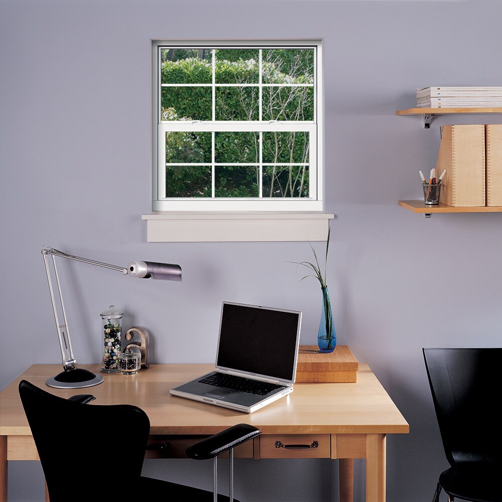 slide 4 of 6, JELD-WEN Premium Atlantic Vinyl 35-1/2-in x 35-1/2-in White Exterior Vinyl New Construction Single Hung Window Impact Resistant Low-E Double Pane Glass with Grids, (Half Screen Included) Hurricane Approved, 1 ct