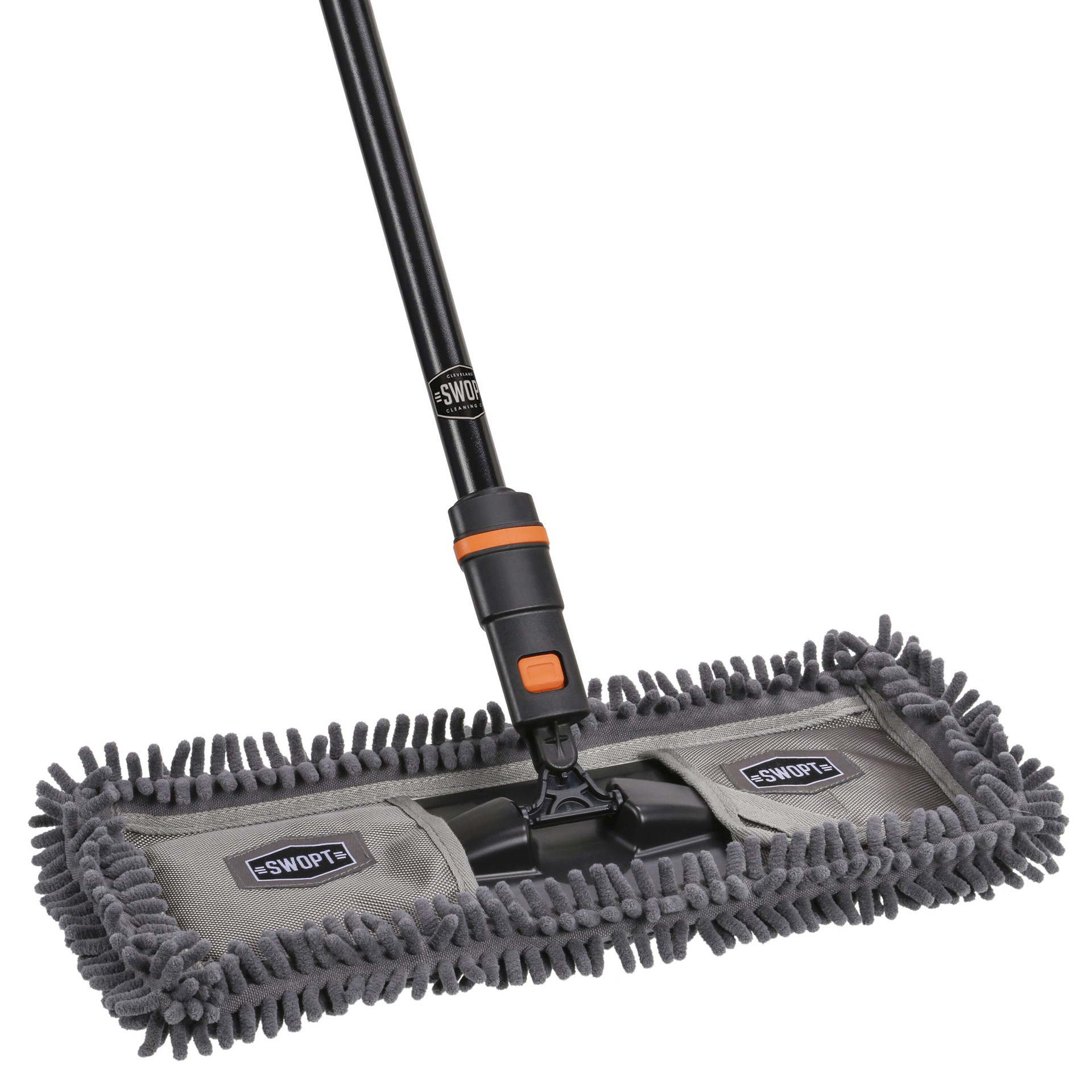 slide 1 of 6, SWOPT 60 in Steel Handle and 18 in Smooth Surface Microfiber Dust Mop, 1 ct