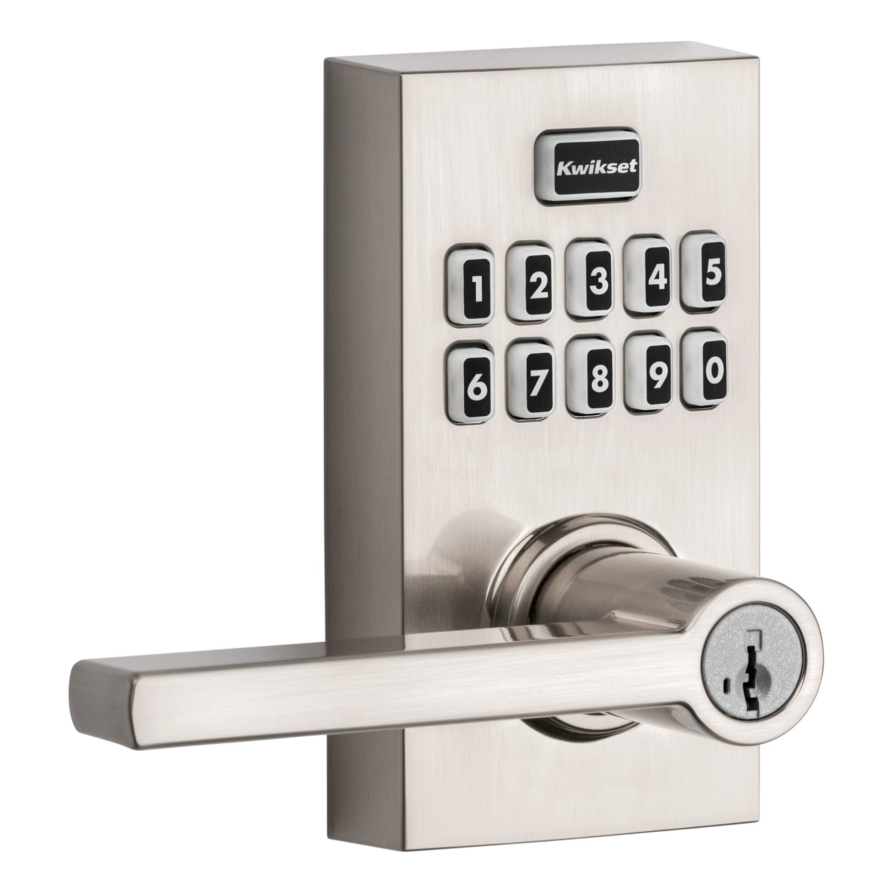 slide 3 of 6, Kwikset SmartCode 917 Contemporary Satin Nickel Keypad Electronic Handle Lock ft. SmartKey Security, 1 ct