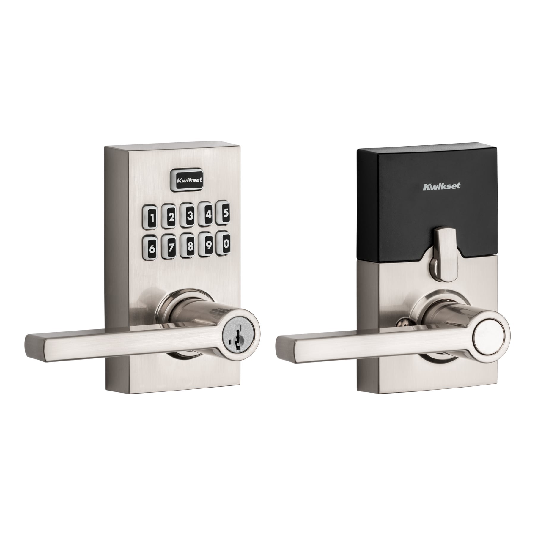 slide 1 of 6, Kwikset SmartCode 917 Contemporary Satin Nickel Keypad Electronic Handle Lock ft. SmartKey Security, 1 ct