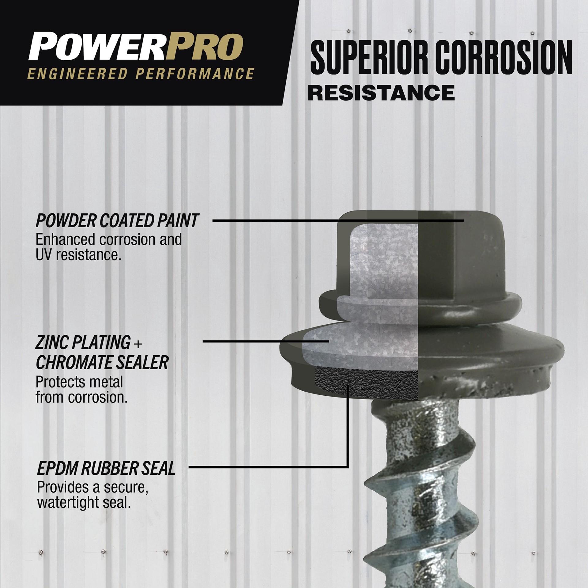 slide 4 of 6, Power Pro #10 x 1-1/2-in Black Powder coating Self-drilling Roofing Screws 100 -Count, 1 ct