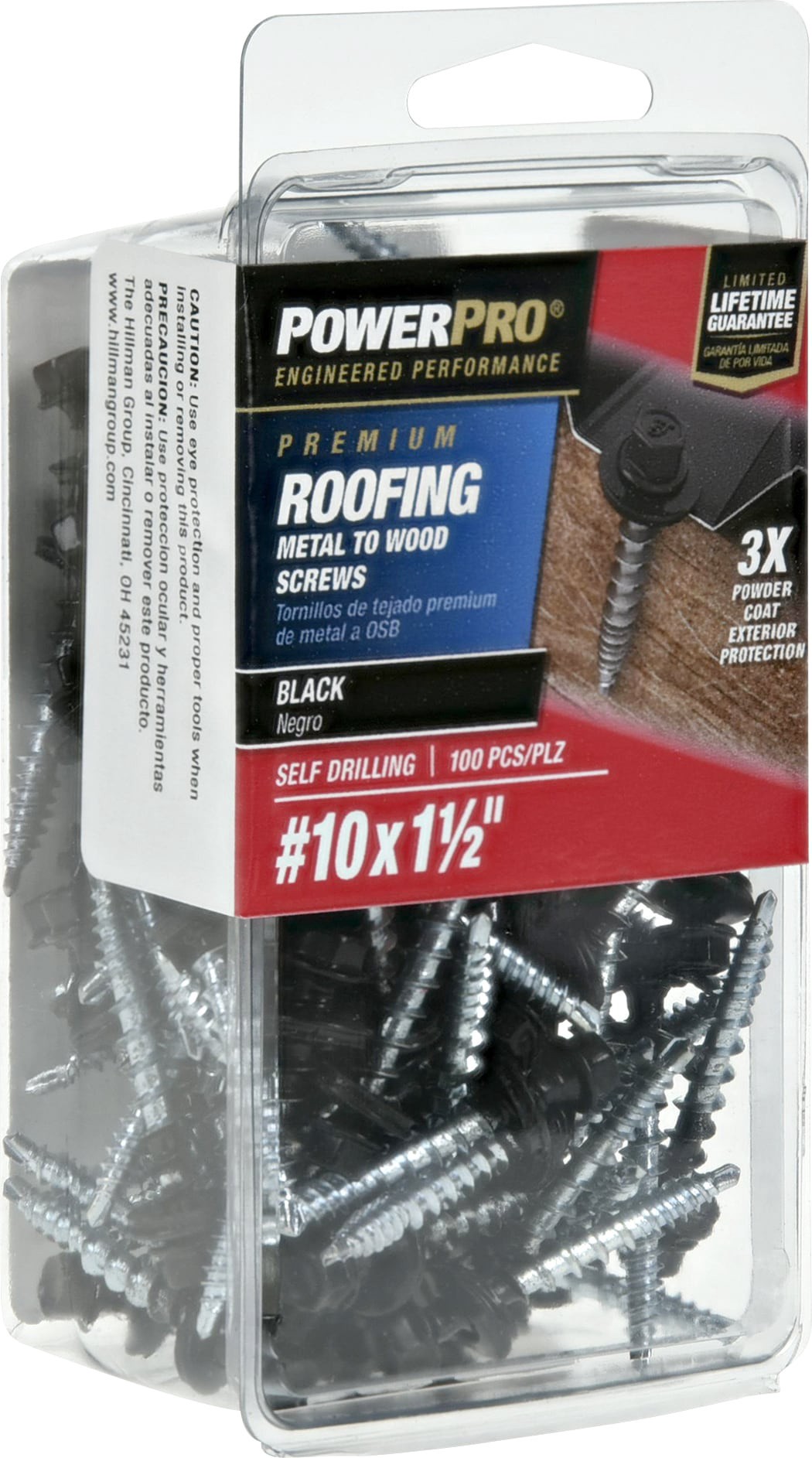 slide 6 of 6, Power Pro #10 x 1-1/2-in Black Powder coating Self-drilling Roofing Screws 100 -Count, 1 ct