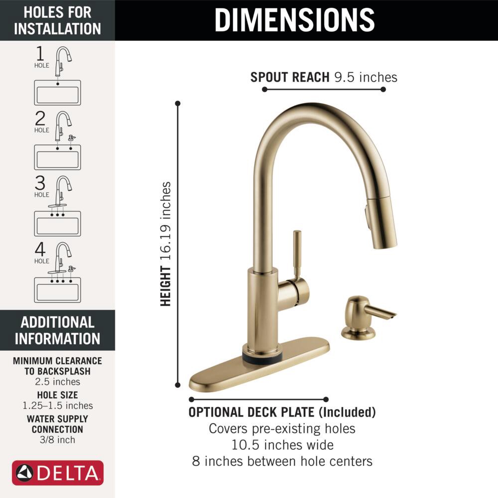 slide 5 of 6, Delta Trask Touch2O Gold Champagne Bronze Single Handle Deck-mount Touch-on Pull-down Kitchen Faucet with Sprayer (Includes Deck Plate) (Includes Soap Dispenser), 1 ct