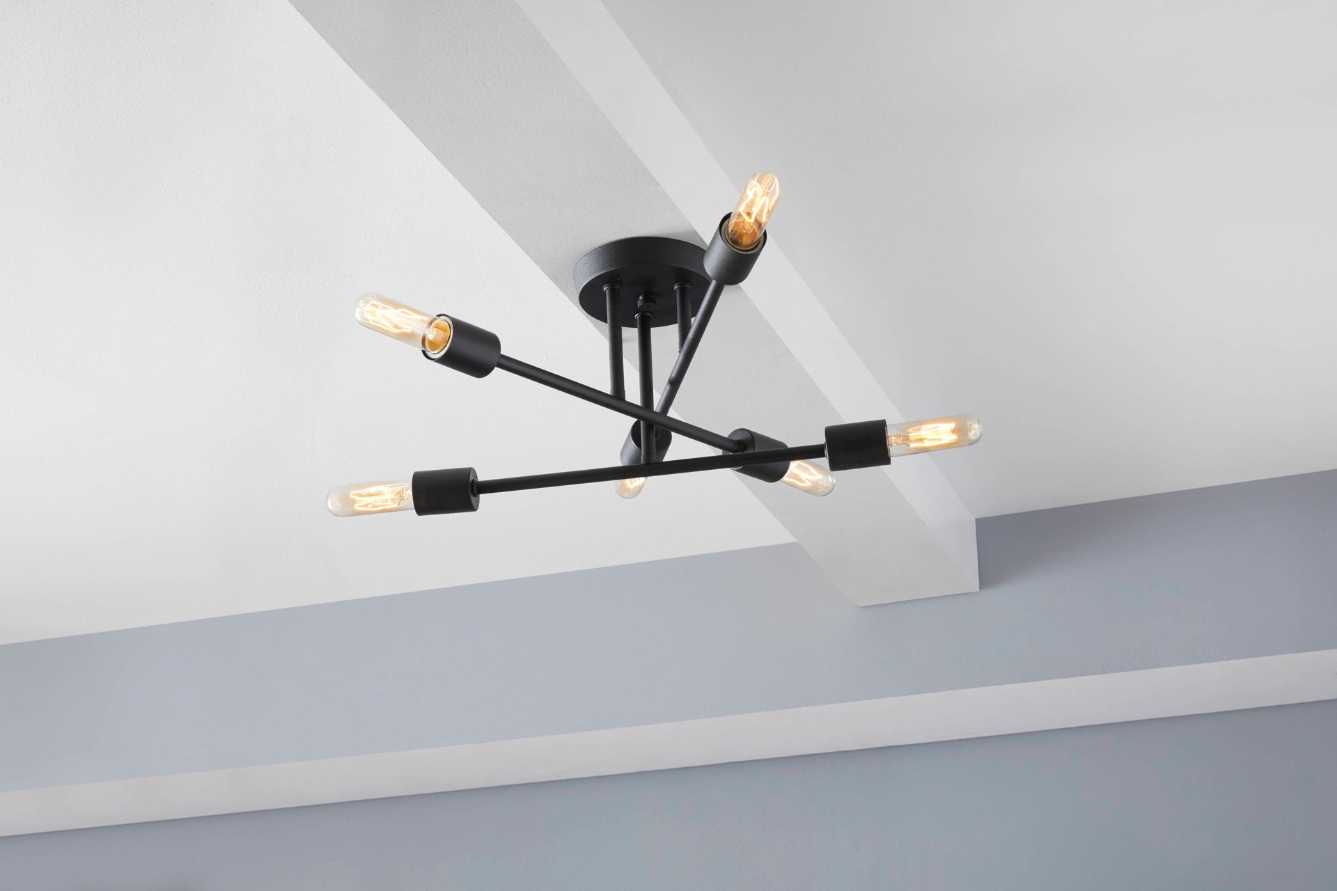slide 3 of 6, Origin 21 Shaye 6 -Light 17-in Matte Black Semi Flush Mount Light, 1 ct