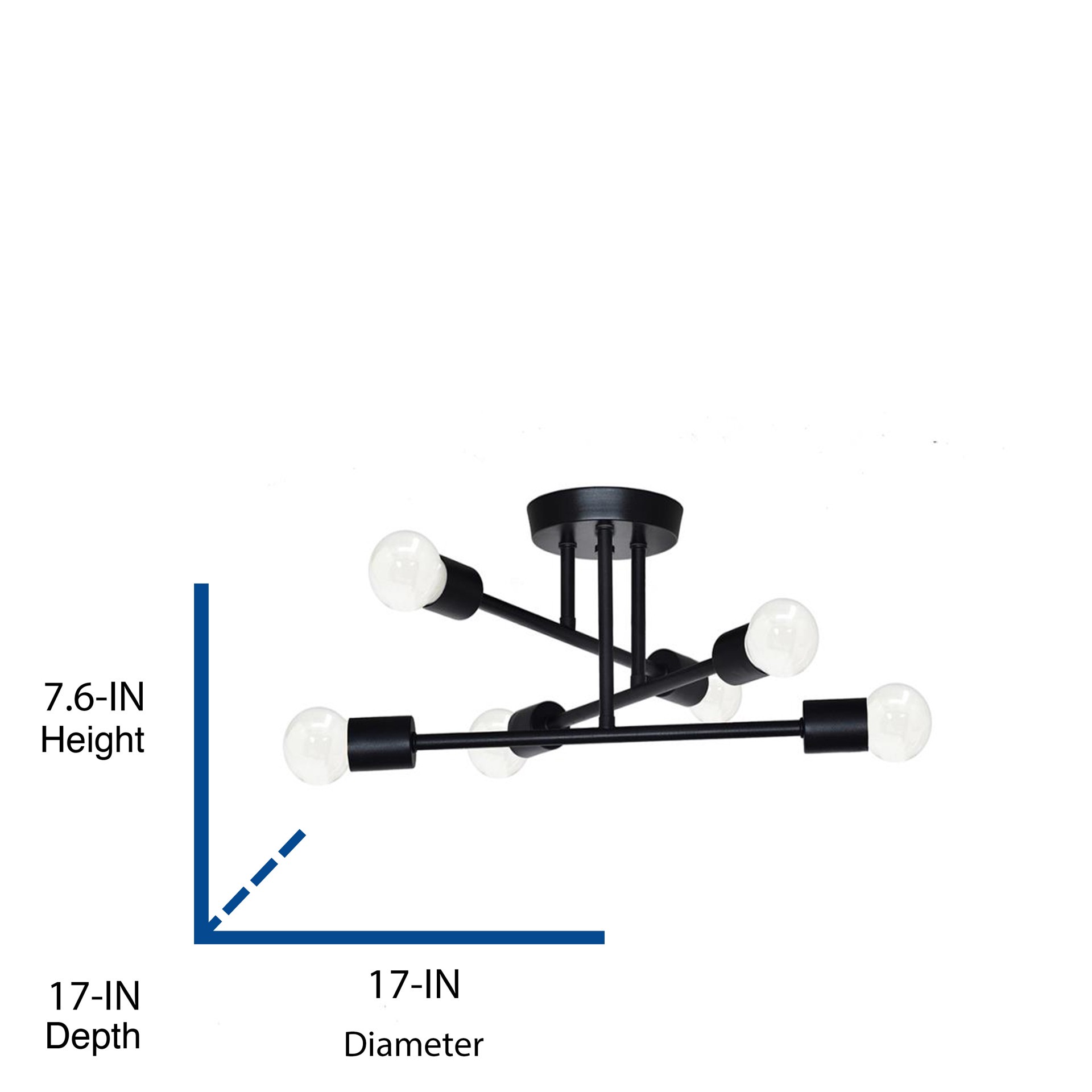 slide 5 of 6, Origin 21 Shaye 6 -Light 17-in Matte Black Semi Flush Mount Light, 1 ct