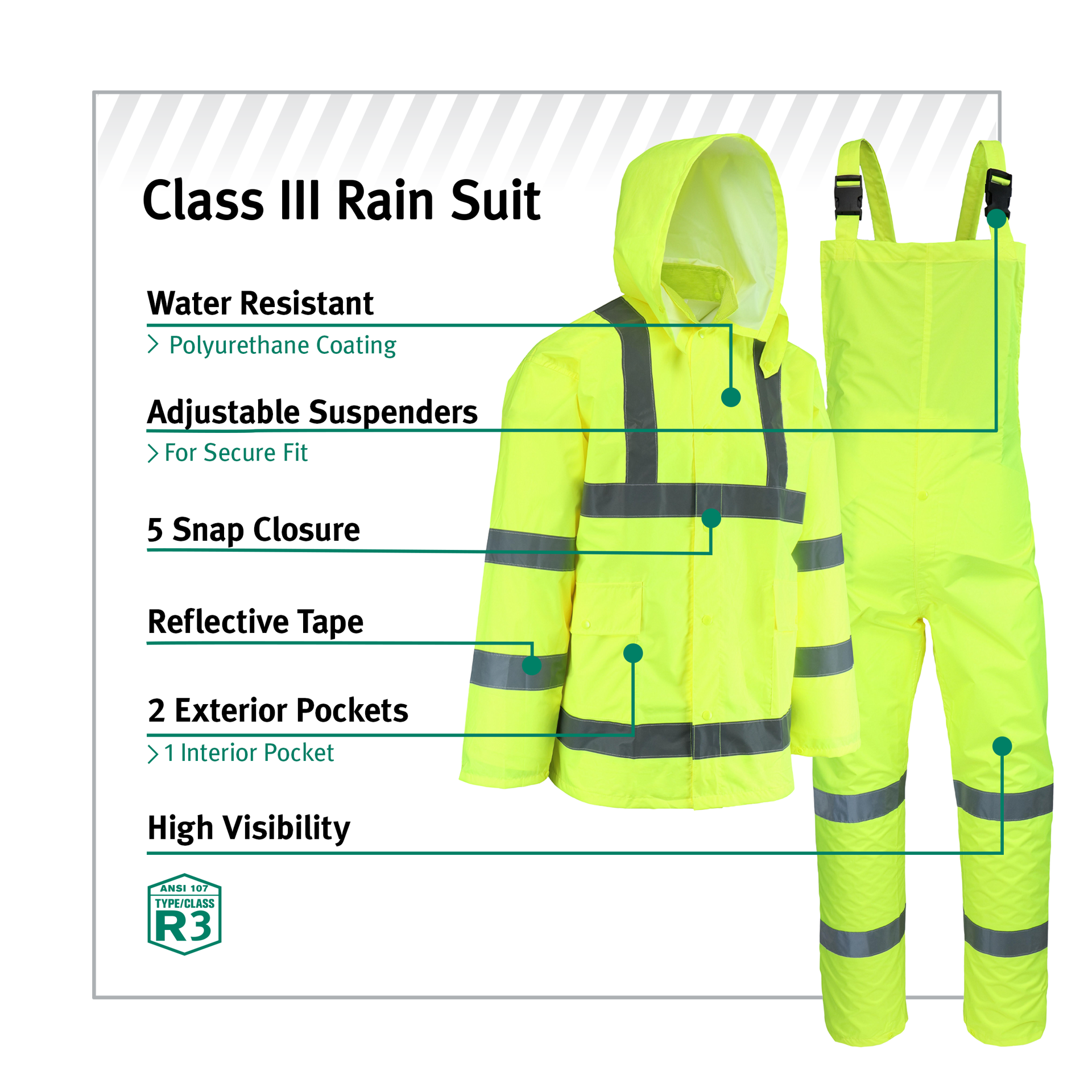 slide 5 of 6, Safety Works 3-Piece Men's X-Large Yellow Rain Suit, 1 ct