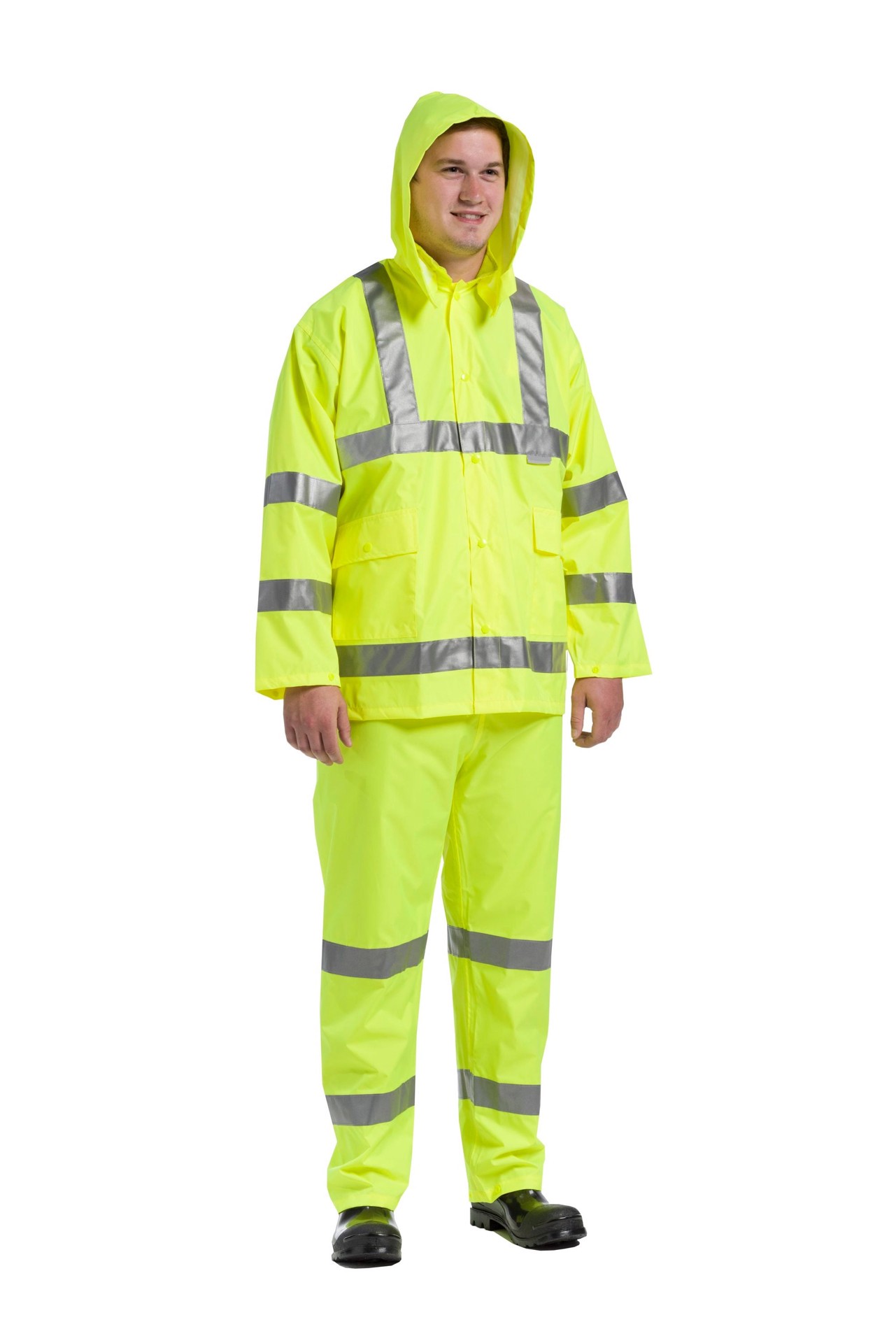 slide 6 of 6, Safety Works 3-Piece Men's X-Large Yellow Rain Suit, 1 ct