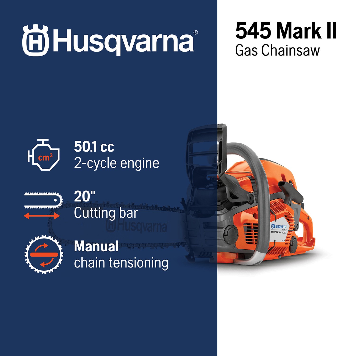 slide 2 of 6, Husqvarna 50.1-cc 2-cycle 20-in Gas Chainsaw, 1 ct