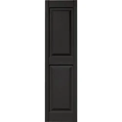 Vantage 14.563-in W x 54.906-in H Black Raised panel Exterior Shutters ( 2 -Pack )