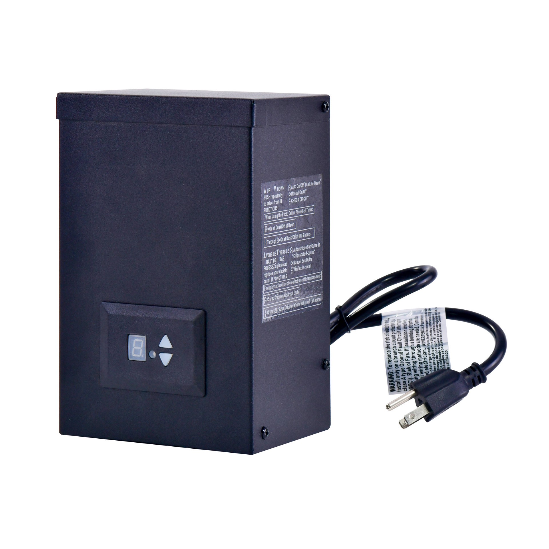 slide 5 of 6, Harbor Breeze 200 -Watt 12 -Volt Multi-Tap Transformer Landscape Lighting Transformer with Digital Timer and Dusk-to-Dawn Sensor, 1 ct