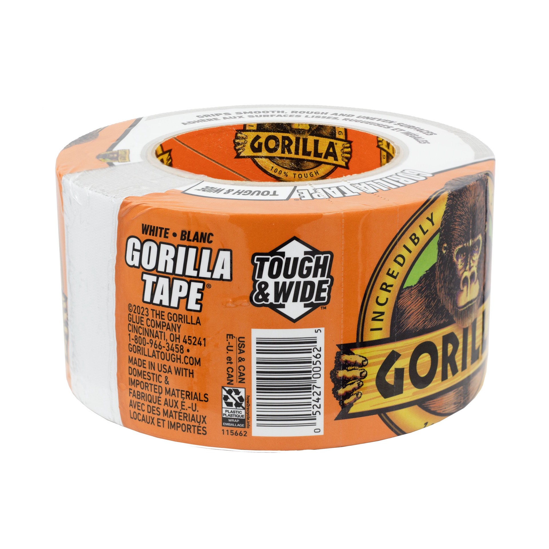 slide 3 of 6, Gorilla Tough Wide White Duct Tape 2.88-in x 25 Yard(s), 1 ct