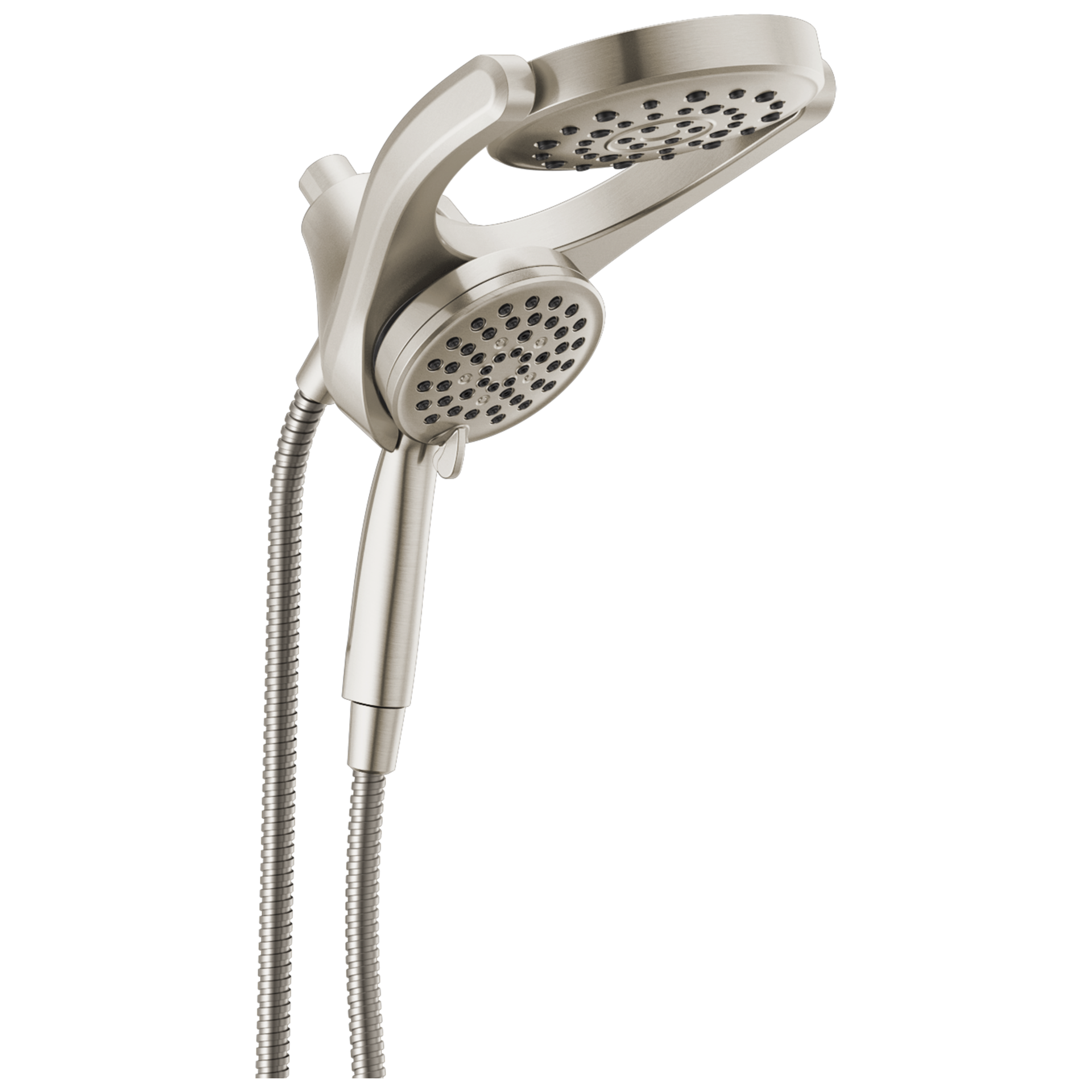 slide 1 of 6, Delta HydroRain 4.0 -Spray Spotshield Brushed Nickel 6-in Round Rain Shower Head with Handheld Combo 1.75 GPM, 1 ct