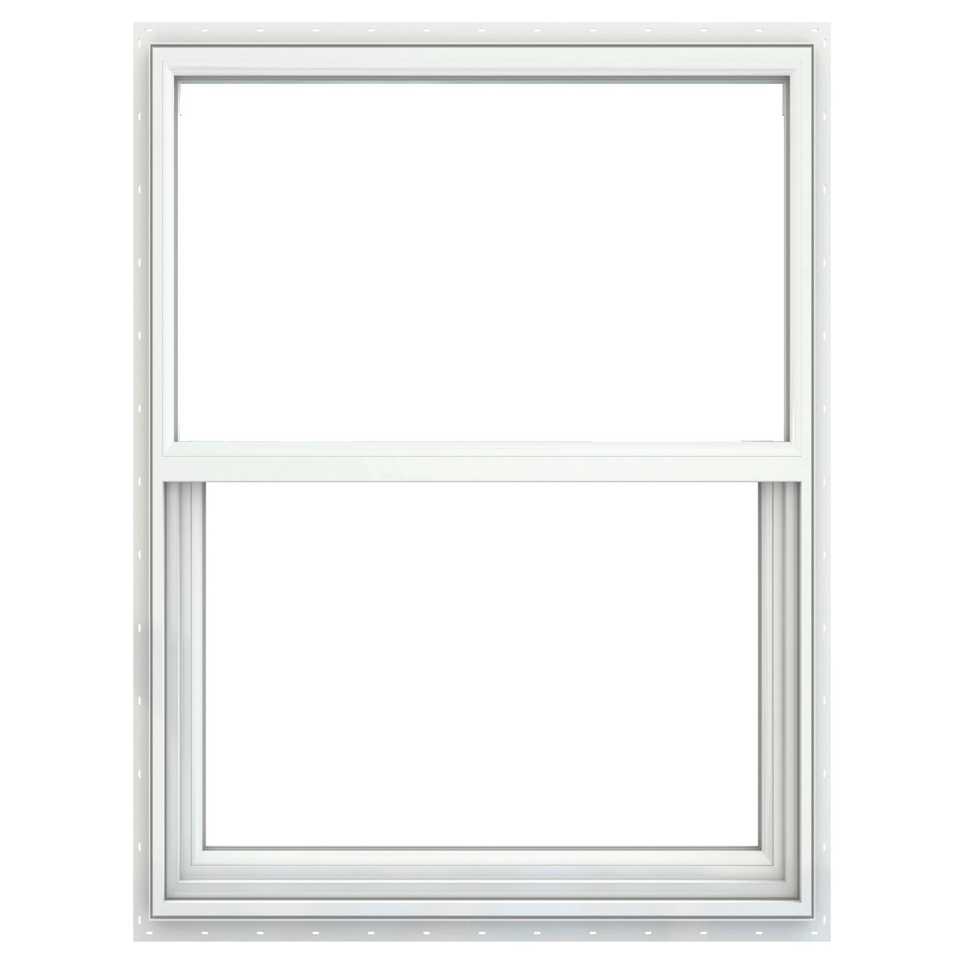 slide 1 of 6, JELD-WEN V-2500 35-1/2-in x 51-1/2-in White Exterior Vinyl New Construction Single Hung Window Low-E Double Pane Glass (Half Screen Included), 1 ct