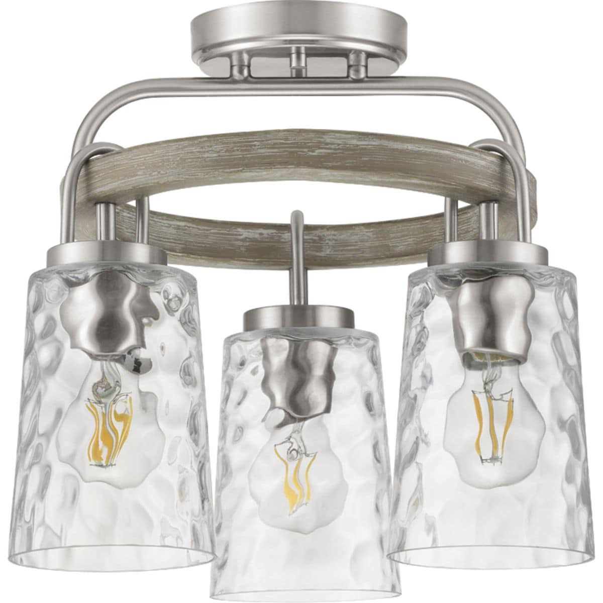 slide 4 of 6, Progress Lighting Tiana 3 -Light 10.25-in Brushed Nickel Semi Flush Mount Light, 1 ct
