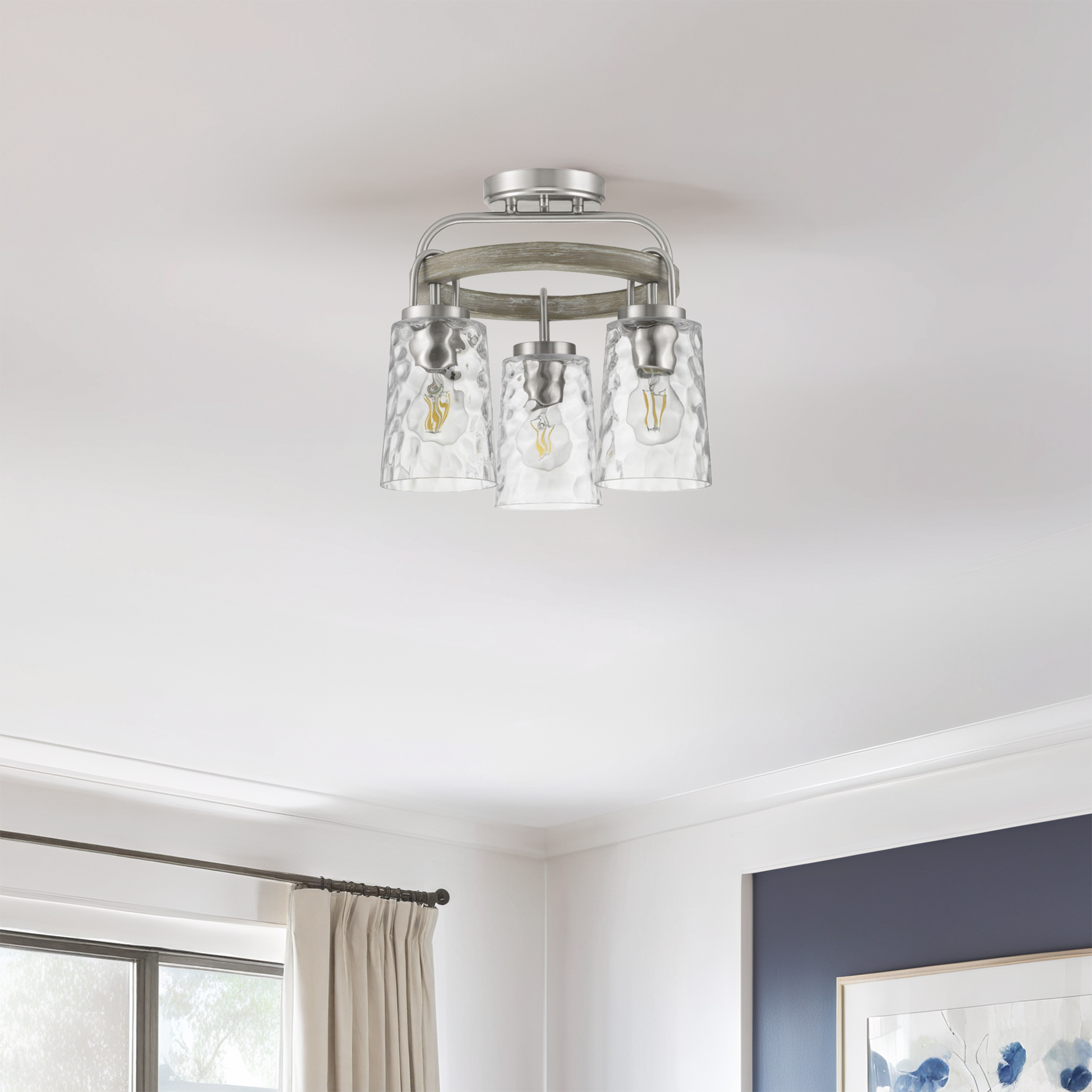 slide 2 of 6, Progress Lighting Tiana 3 -Light 10.25-in Brushed Nickel Semi Flush Mount Light, 1 ct