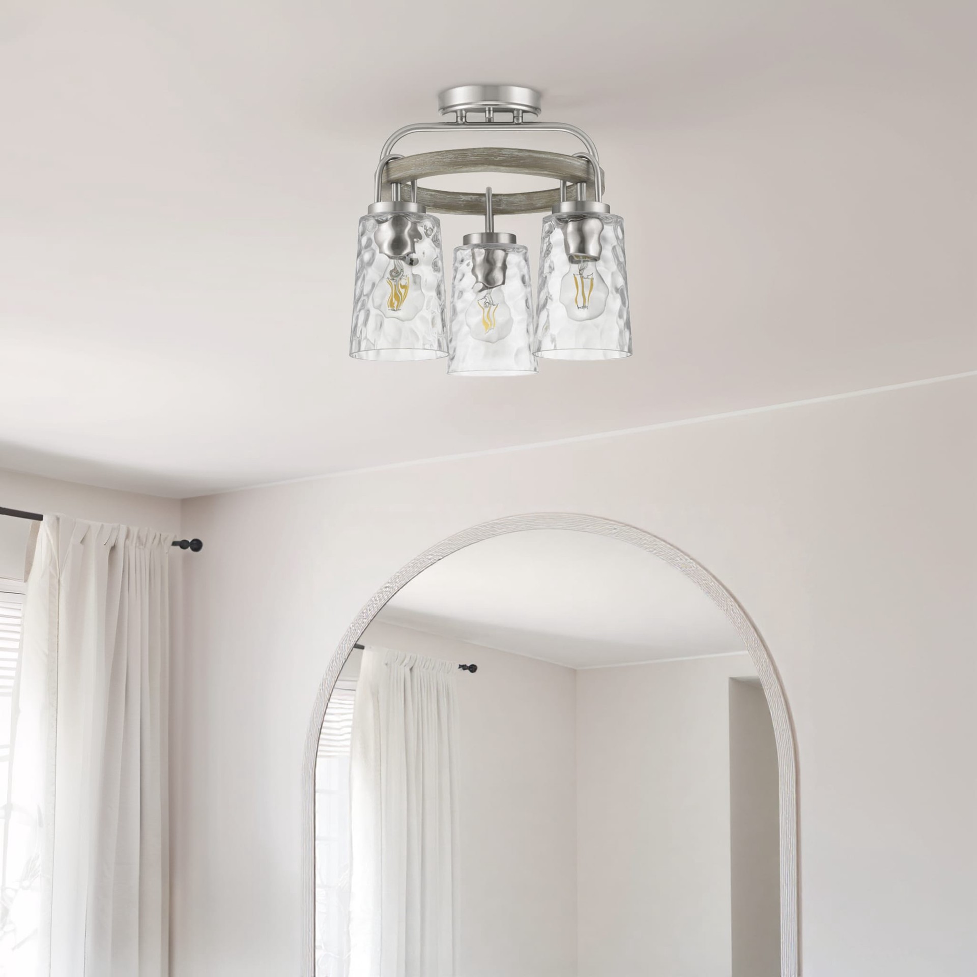 slide 3 of 6, Progress Lighting Tiana 3 -Light 10.25-in Brushed Nickel Semi Flush Mount Light, 1 ct