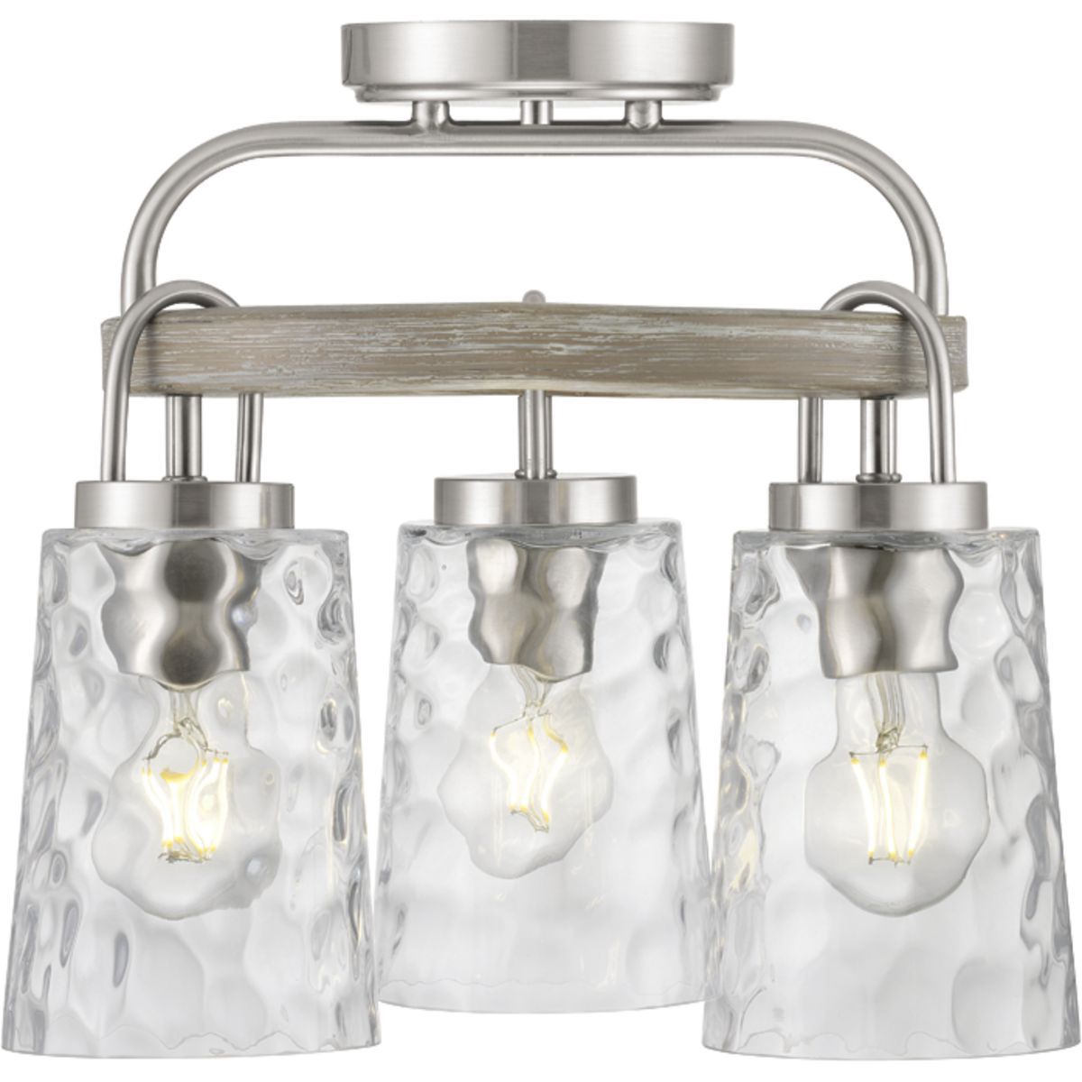 slide 6 of 6, Progress Lighting Tiana 3 -Light 10.25-in Brushed Nickel Semi Flush Mount Light, 1 ct