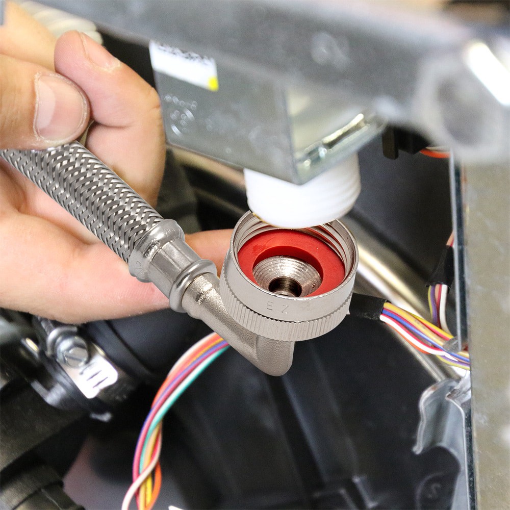 slide 3 of 6, EASTMAN 8-ft 3/8 -in Compression Inlet x 3/4 -in Hose thread Outlet Braided stainless steel Dishwasher installation kit, 1 ct