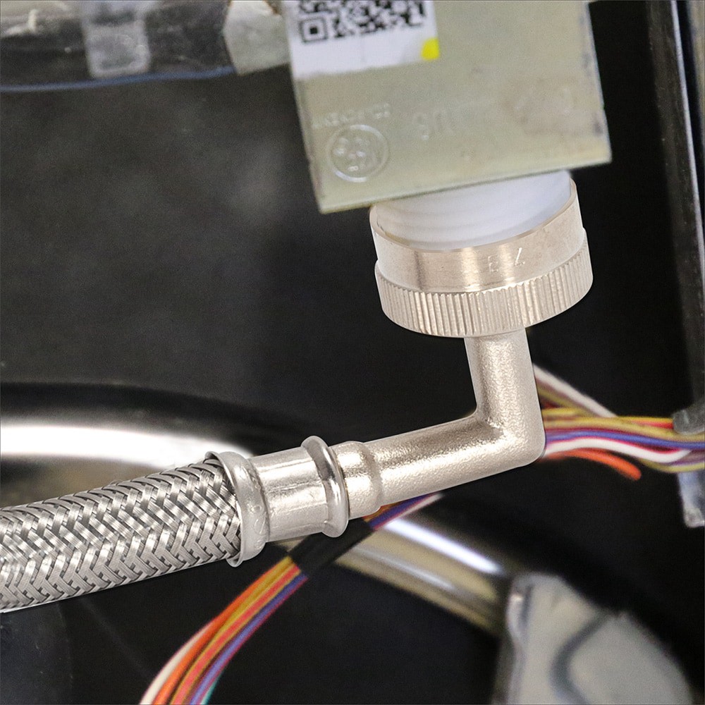 slide 4 of 6, EASTMAN 8-ft 3/8 -in Compression Inlet x 3/4 -in Hose thread Outlet Braided stainless steel Dishwasher installation kit, 1 ct