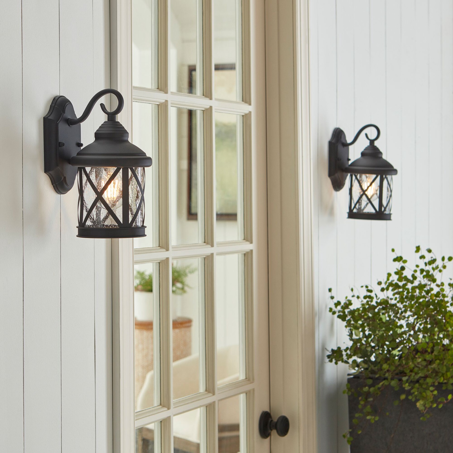 slide 1 of 6, allen + roth Castine 2 -Pack 1 -Light 10-in H Oil-rubbed Bronze Hardwired Outdoor Wall Light, 1 ct