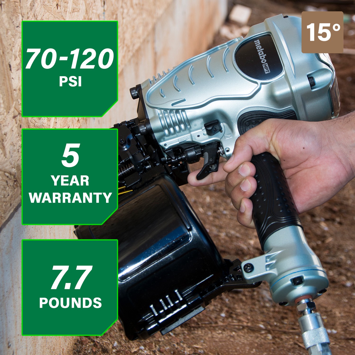 slide 2 of 6, Metabo HPT 3.5-in 15 -Degree Pneumatic Clip head/Roundhead Framing Nailer, 1 ct