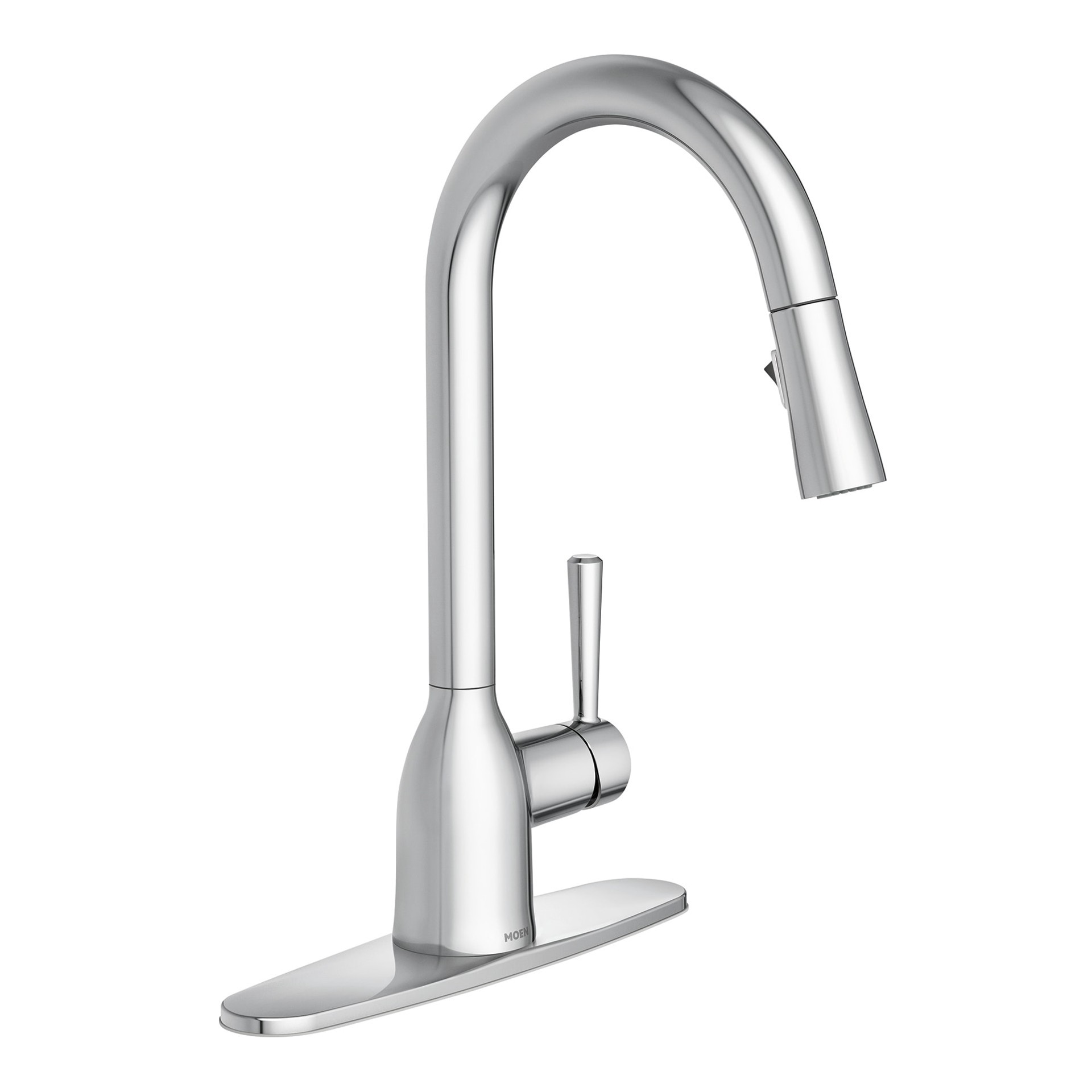 slide 2 of 6, Moen Adler Chrome Single Handle Deck-mount Pull-down Kitchen Faucet with Sprayer (Includes Deck Plate), 1 ct