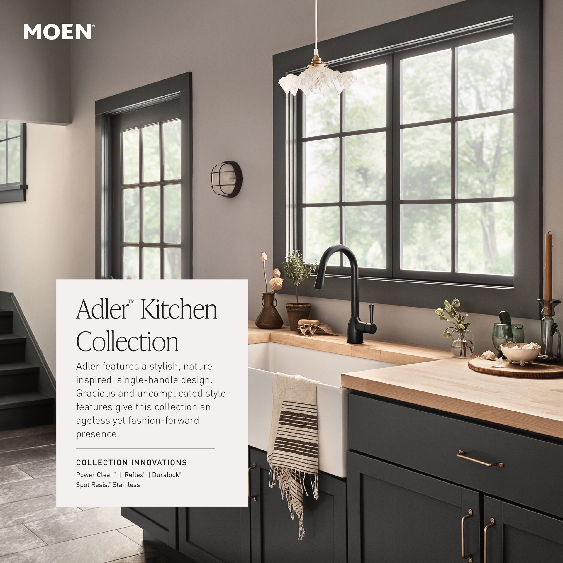 slide 5 of 6, Moen Adler Chrome Single Handle Deck-mount Pull-down Kitchen Faucet with Sprayer (Includes Deck Plate), 1 ct