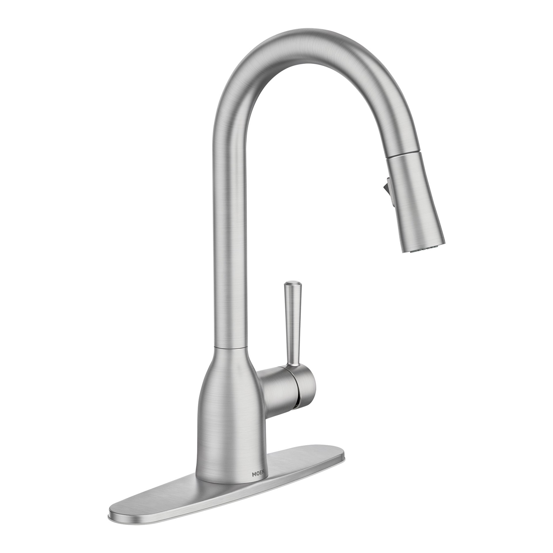slide 2 of 6, Moen Adler Spot Resist Stainless Single Handle Deck-mount Pull-down Kitchen Faucet with Sprayer (Includes Deck Plate), 1 ct