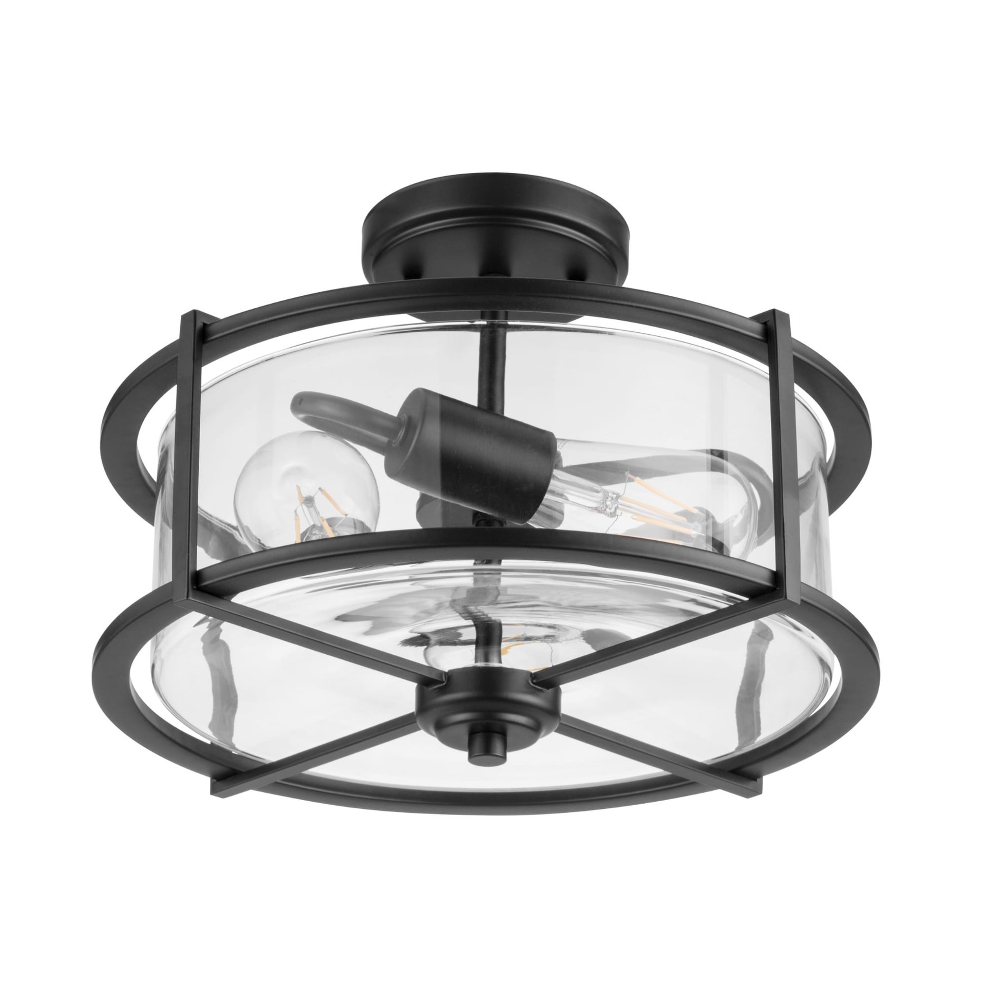 slide 2 of 6, allen + roth Buxton Creek 3 -Light 13-in Matte Black Semi Flush Mount Light, 1 ct