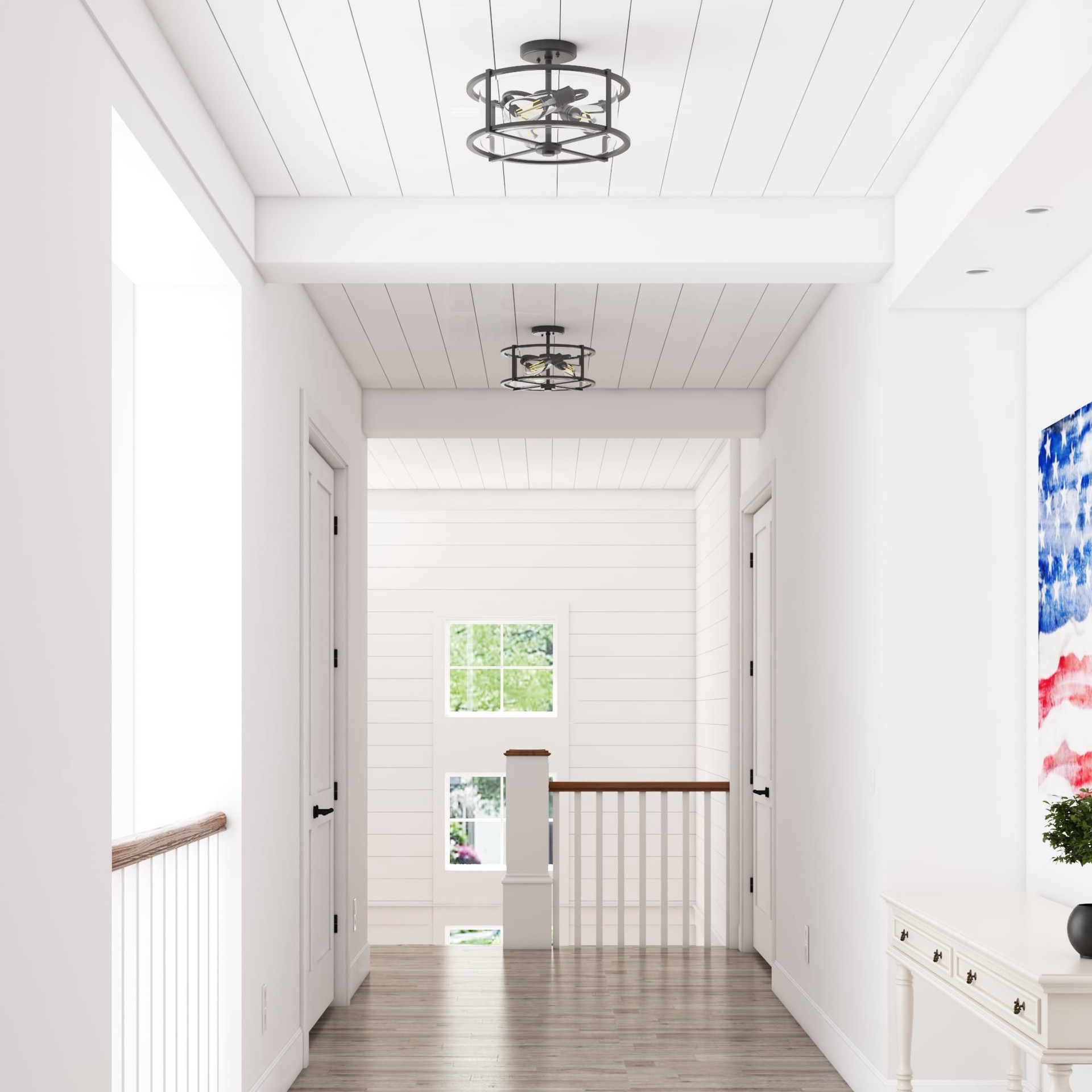 slide 4 of 6, allen + roth Buxton Creek 3 -Light 13-in Matte Black Semi Flush Mount Light, 1 ct