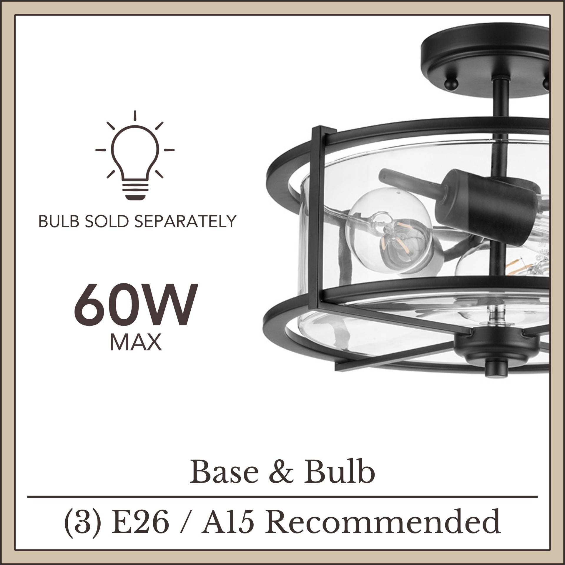 slide 5 of 6, allen + roth Buxton Creek 3 -Light 13-in Matte Black Semi Flush Mount Light, 1 ct
