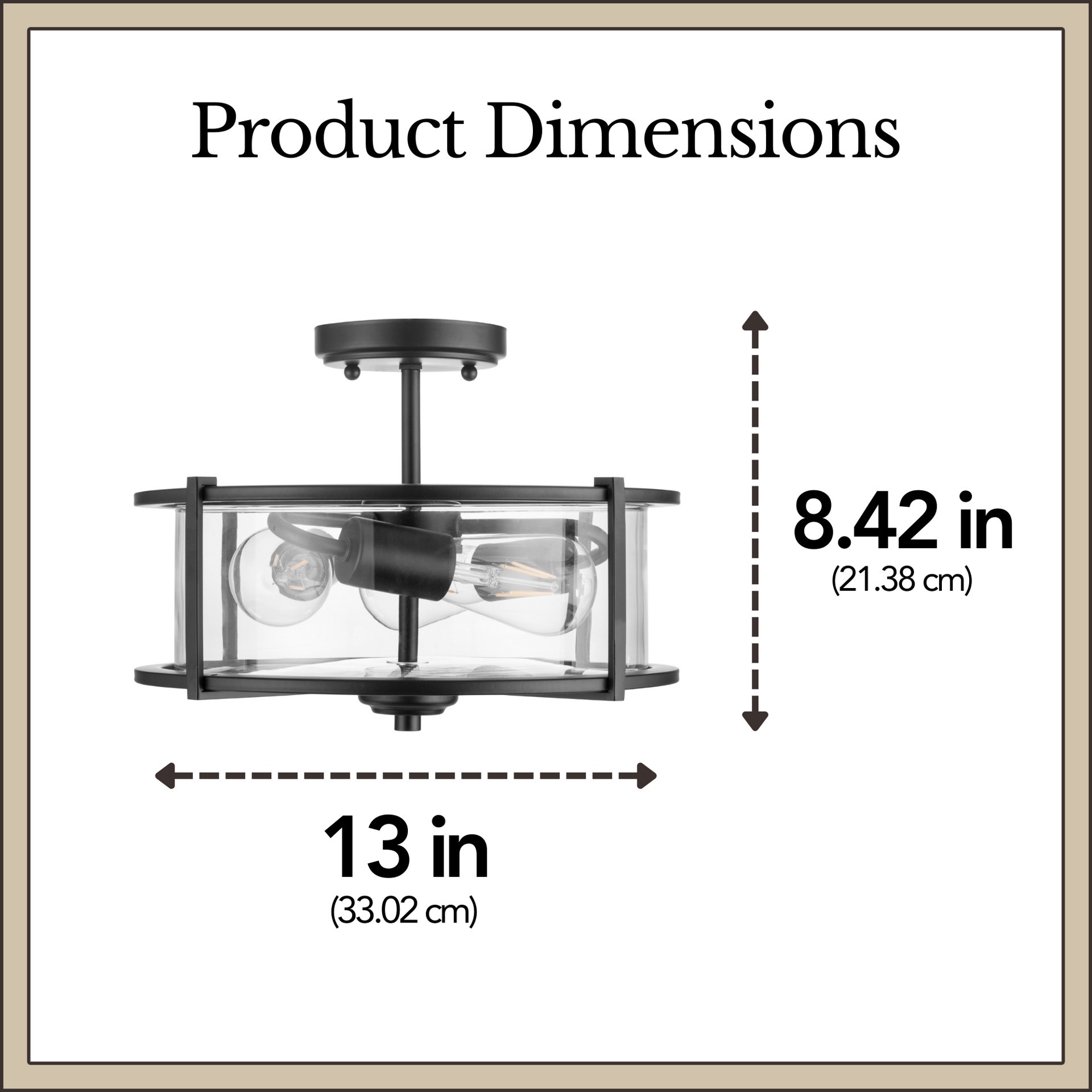 slide 6 of 6, allen + roth Buxton Creek 3 -Light 13-in Matte Black Semi Flush Mount Light, 1 ct