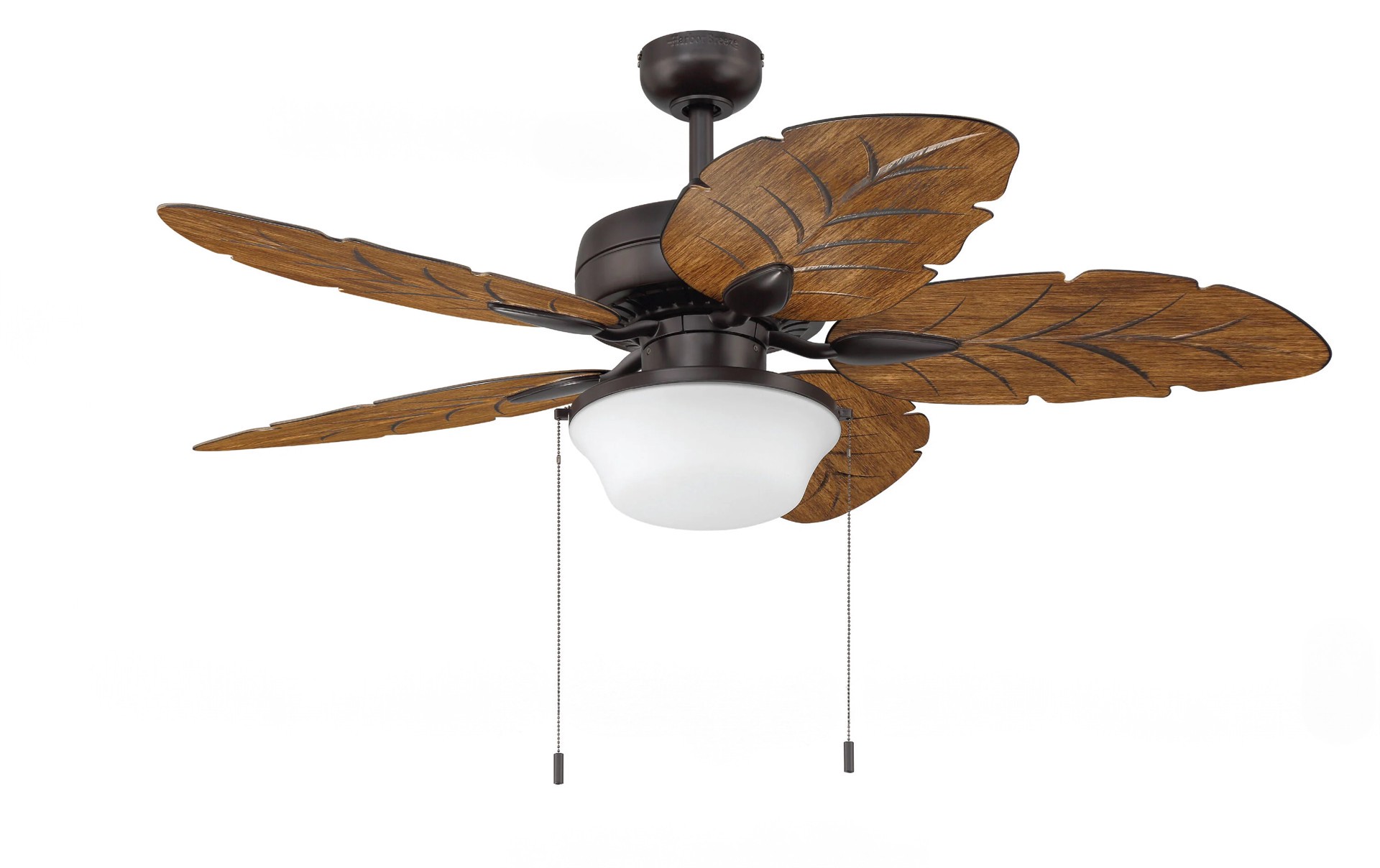 slide 3 of 6, Harbor Breeze Waveport 52-in Aged Bronze with Brown Blades Covered Outdoor Downrod or Flush Mount Ceiling Fan With Light 5 -Blade, 1 ct