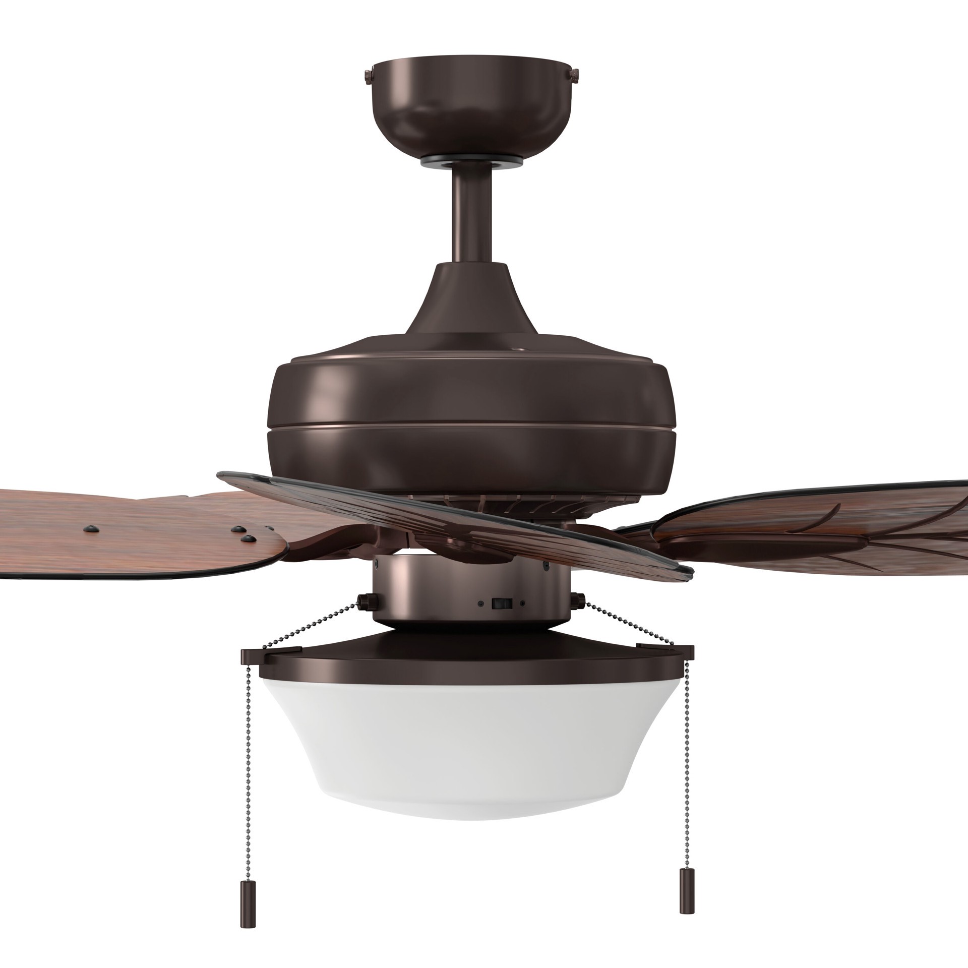 slide 6 of 6, Harbor Breeze Waveport 52-in Aged Bronze with Brown Blades Covered Outdoor Downrod or Flush Mount Ceiling Fan With Light 5 -Blade, 1 ct