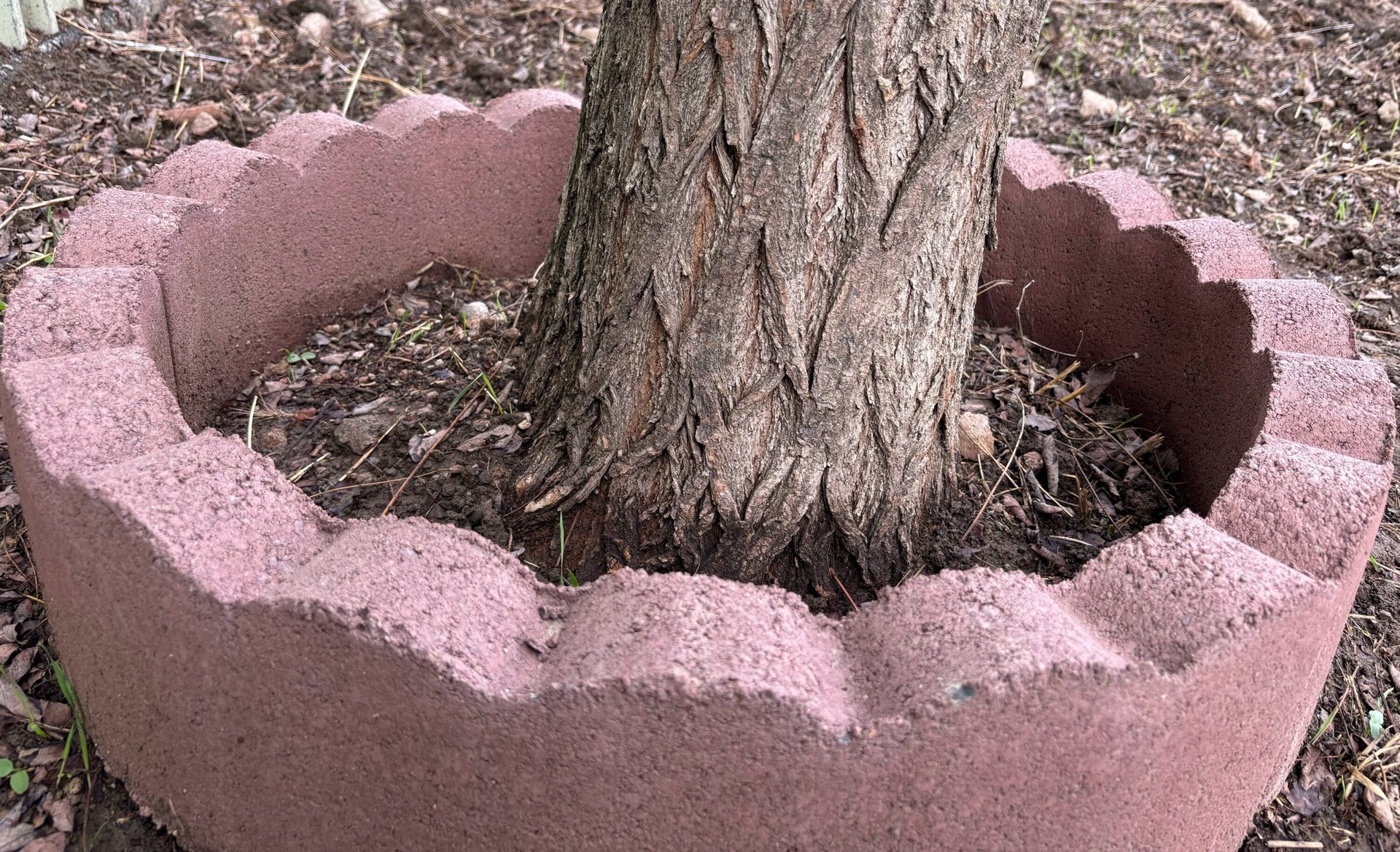 slide 5 of 6, Tree Ring 24-in L x 2-in W x 6-in H Red Concrete Curved edging stone, 1 ct