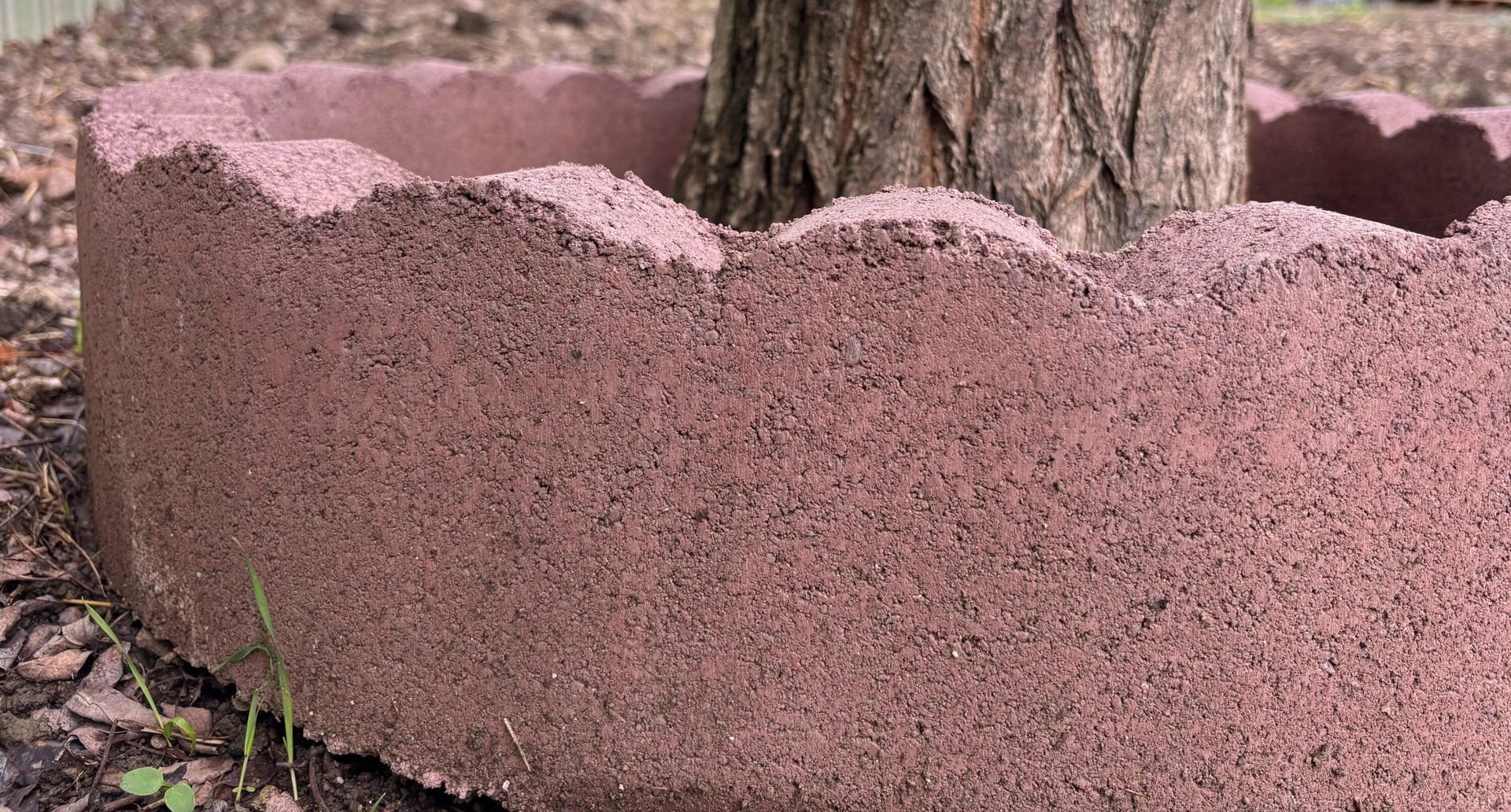 slide 6 of 6, Tree Ring 24-in L x 2-in W x 6-in H Red Concrete Curved edging stone, 1 ct