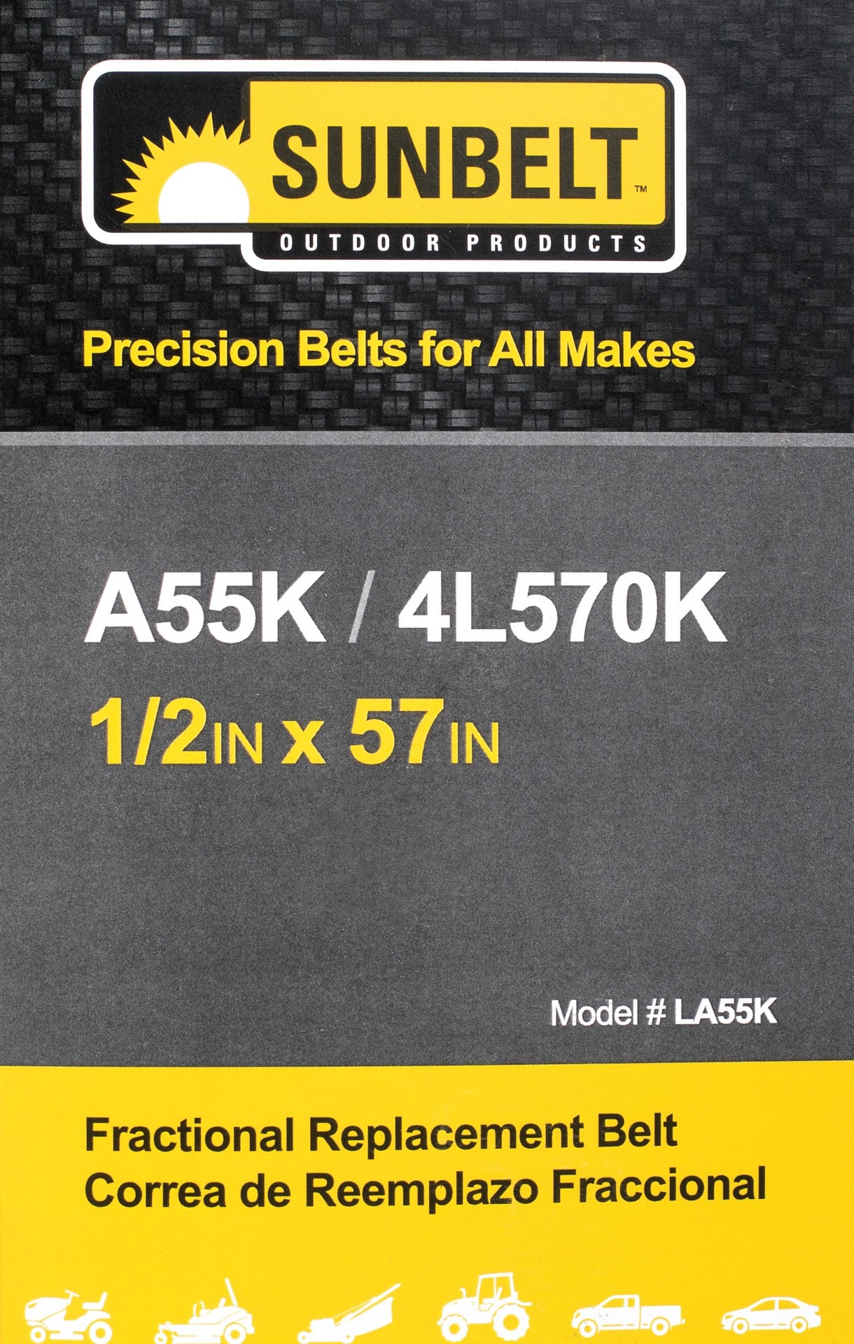 slide 5 of 6, Sunbelt 1/2-in x 57-in Deck/Drive Belt, Zero-turn Mowers, Replaces OEM Part Number A55K, 4L570K, 1 ct