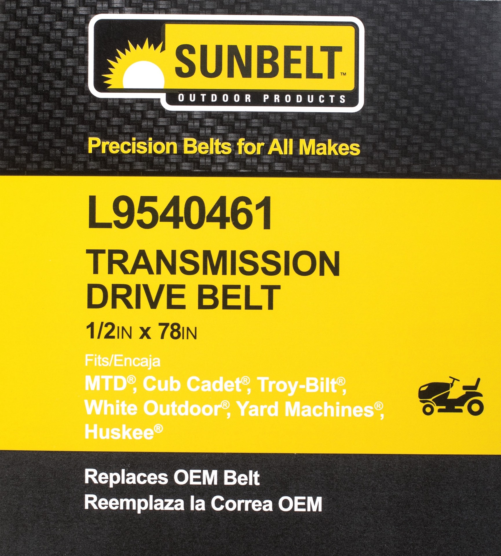 slide 5 of 6, Sunbelt 1/2-in x 78-in Transmission Drive Belt, Riding Mower/Tractors, Replaces OEM Part Number 7540461, 9540461, 754-0461, 954-0462, 1 ct