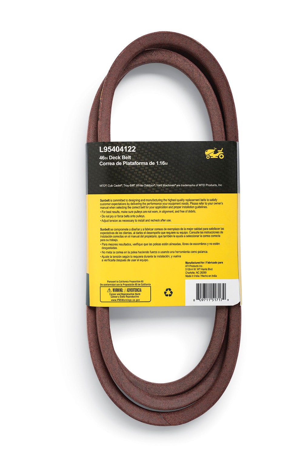 slide 2 of 6, Sunbelt 1/2-in x 90.25-in Deck Belt, for 46-in Riding Mower/Tractors, Replaces OEM Part Number 75404122, 95404122, 754-04122, 954-04123, 1 ct