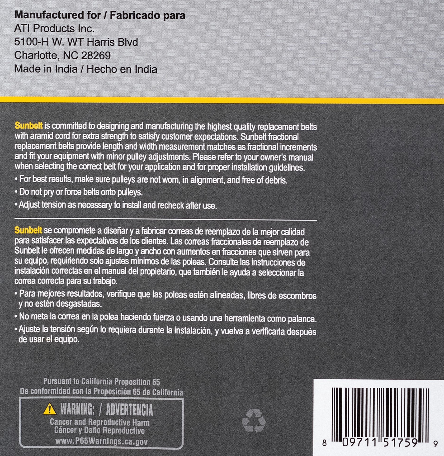 slide 6 of 6, Sunbelt 1/2-in x 91-in Deck/Drive Belt, Multiple, Replaces OEM Part Number A89K, 4L910K, 1 ct