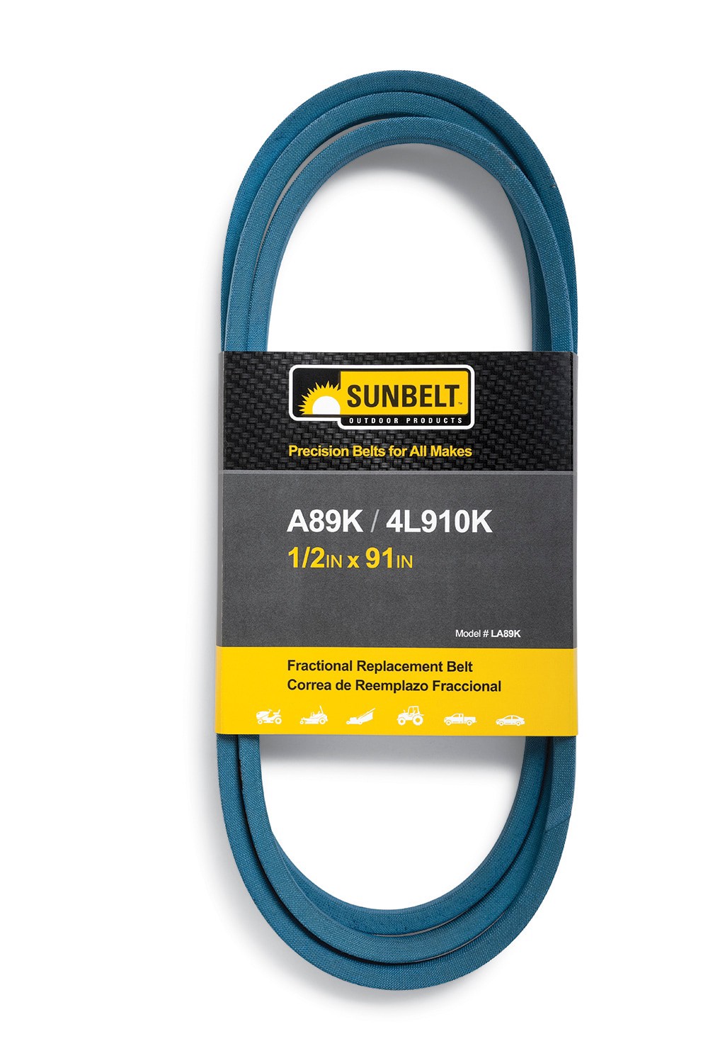 slide 1 of 6, Sunbelt 1/2-in x 91-in Deck/Drive Belt, Multiple, Replaces OEM Part Number A89K, 4L910K, 1 ct