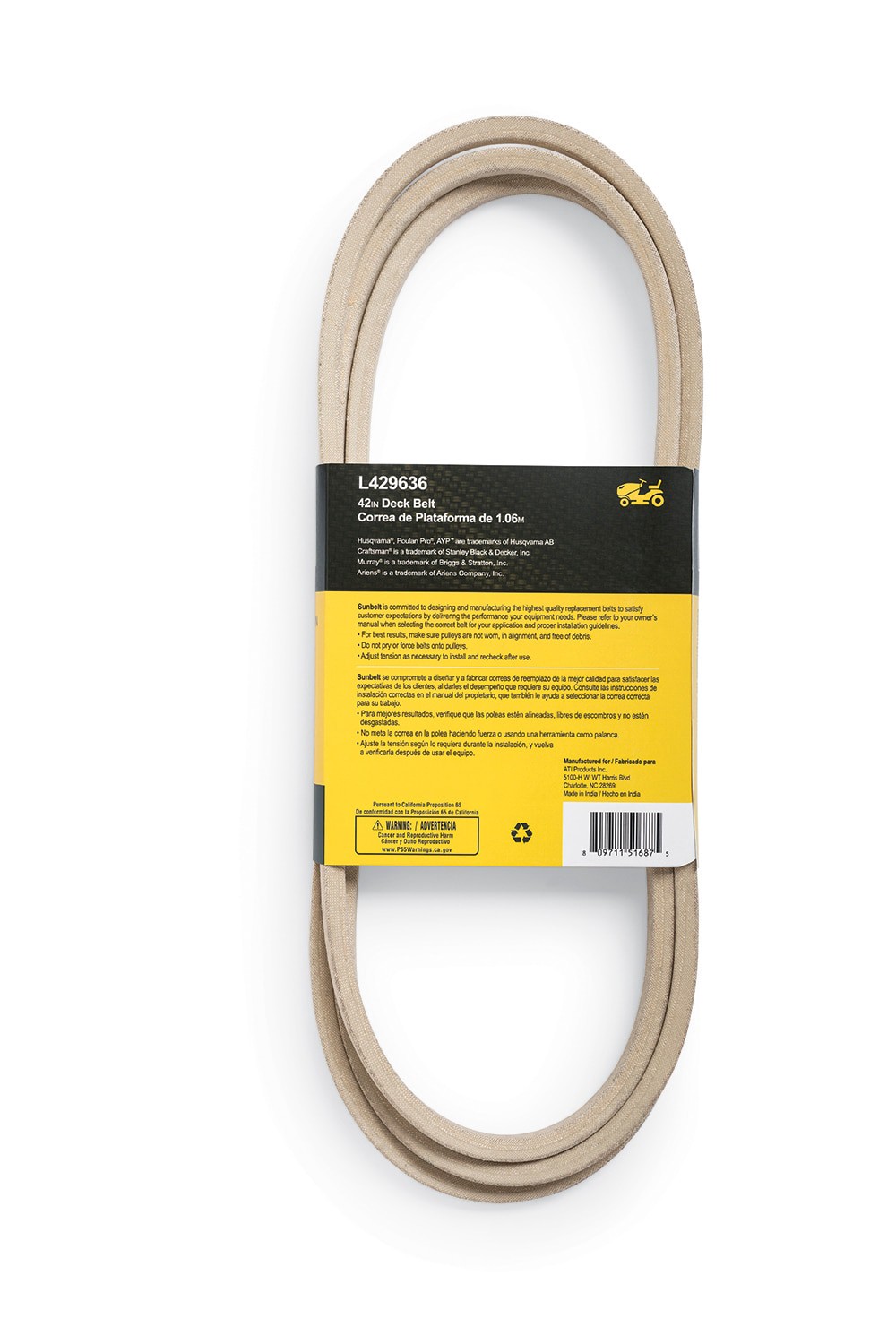 slide 2 of 6, Sunbelt 1/2-in x 101.5-in Deck Belt, for 42-in Riding Mower/Tractors, Replaces OEM Part Number 429636, 21547238, 532429636, 1 ct