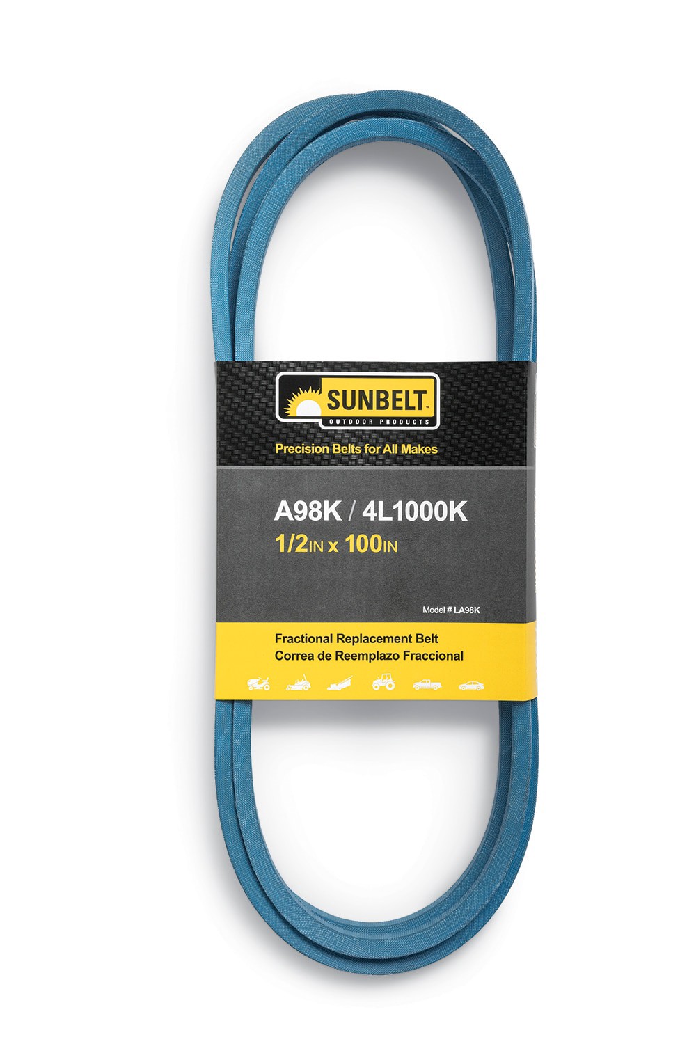 slide 1 of 6, Sunbelt 1/2-in x 100-in Deck/Drive Belt, Multiple, Replaces OEM Part Number A98K, 4L900K, 1 ct